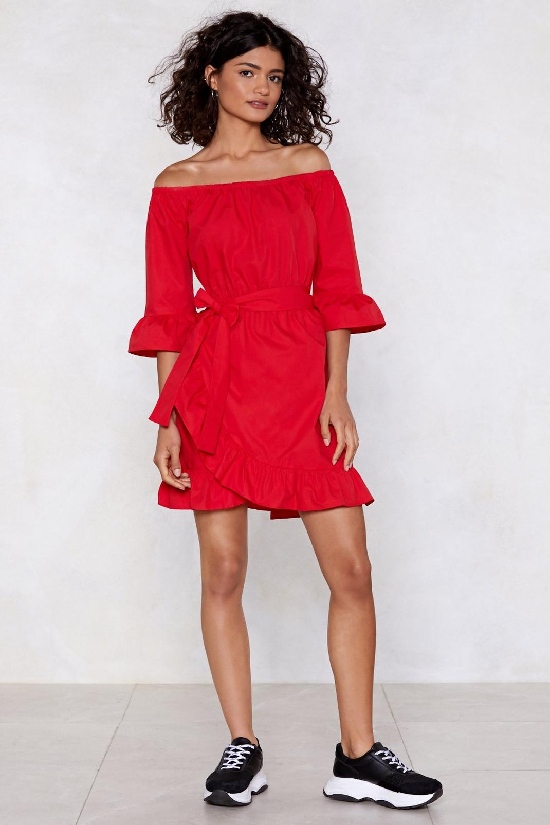 Red Top Down Wrap Dress image number 1