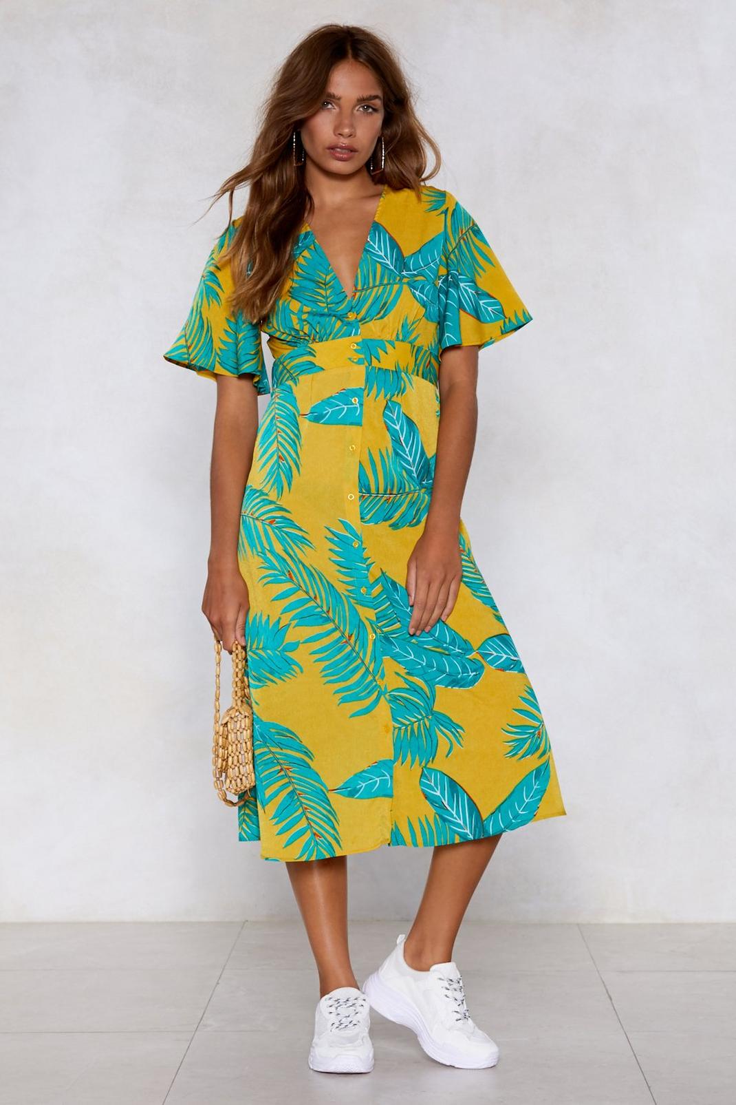 Sitting in the Palm Tree Midi Dress image number 1