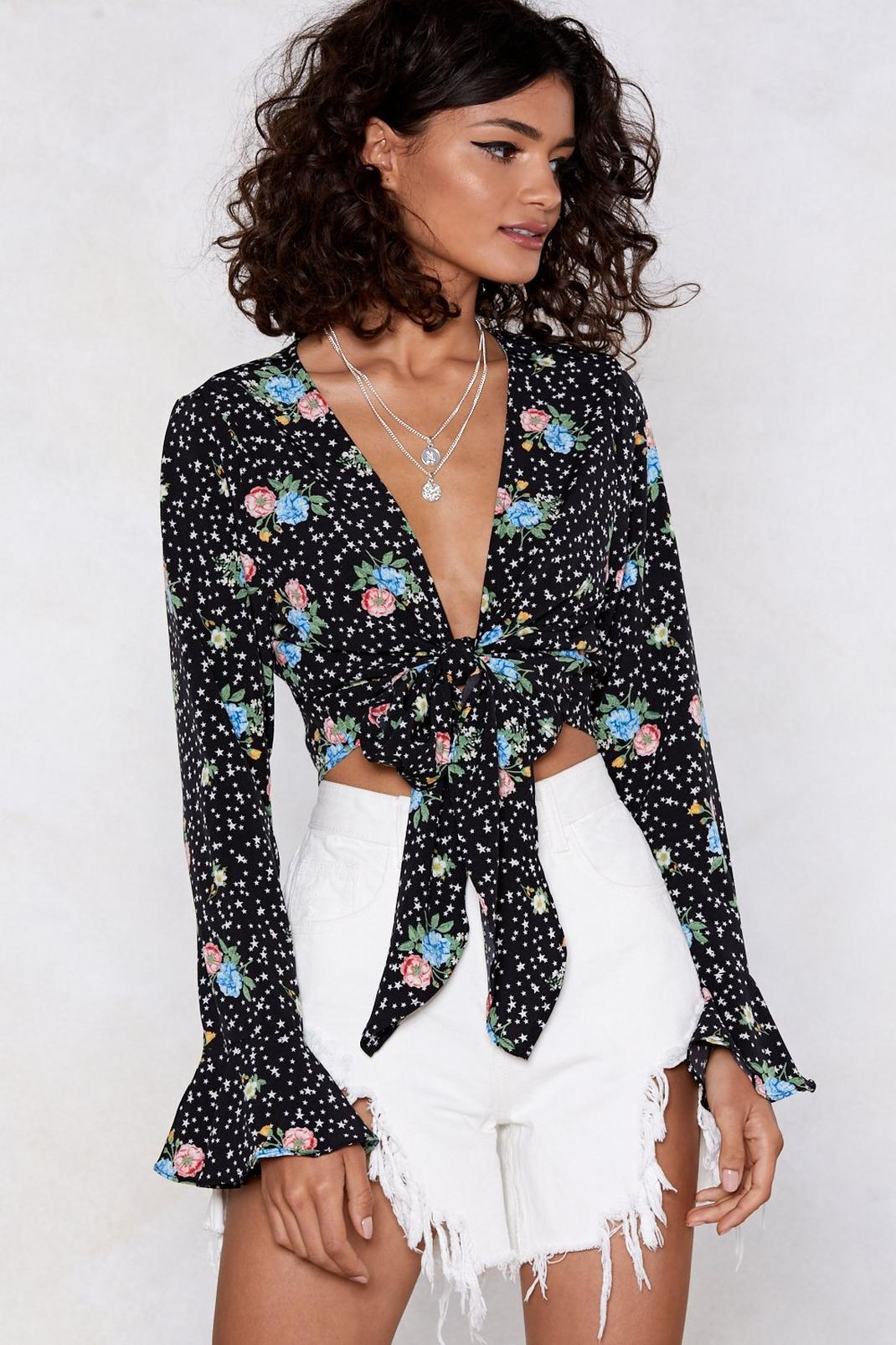 Off to a Good Star-t Floral Crop Top image number 1