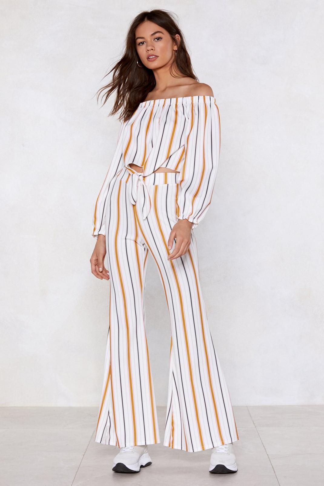 Keep It Parallel Off-the-Shoulder Top and Pants Set image number 1