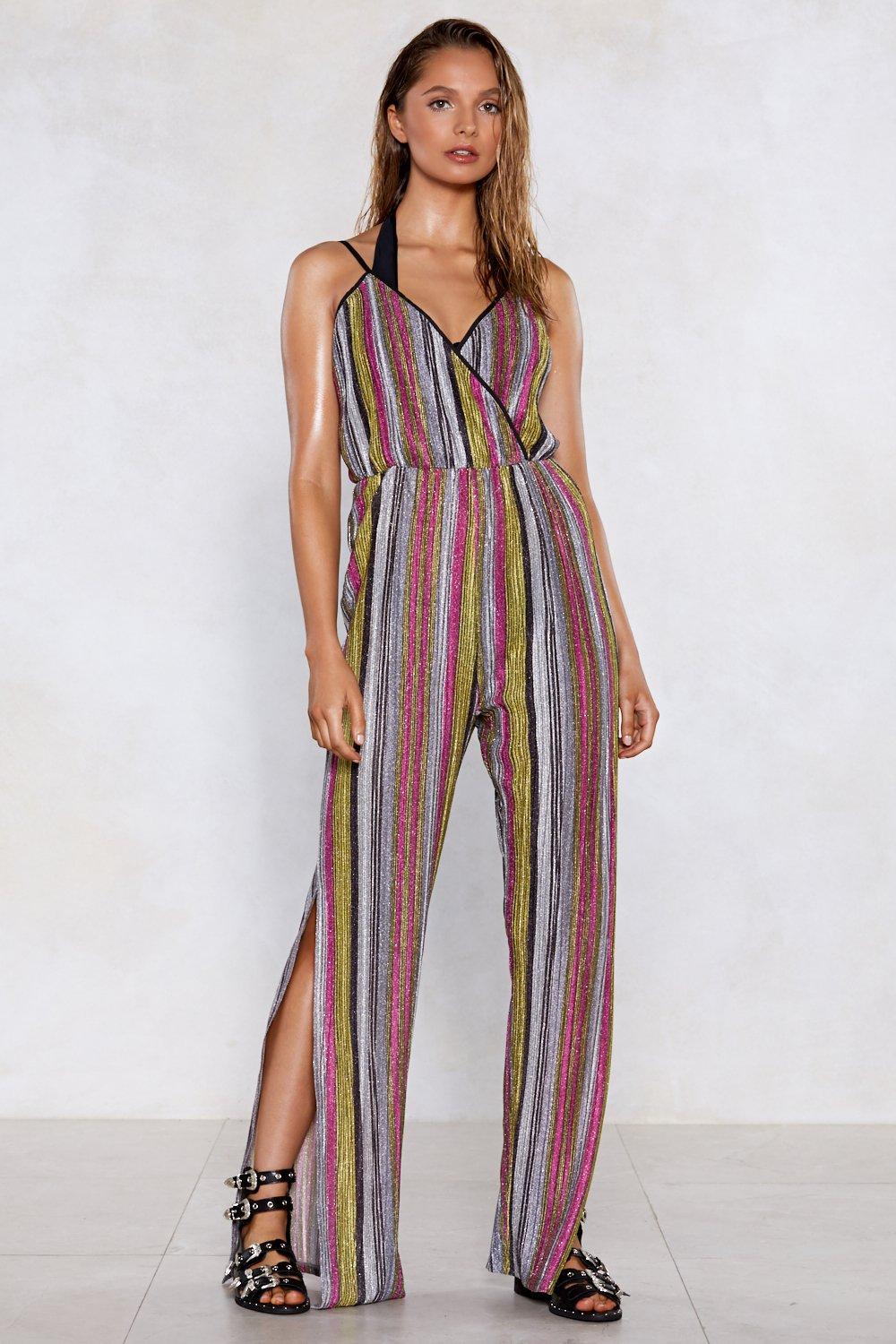 pink striped jumpsuit