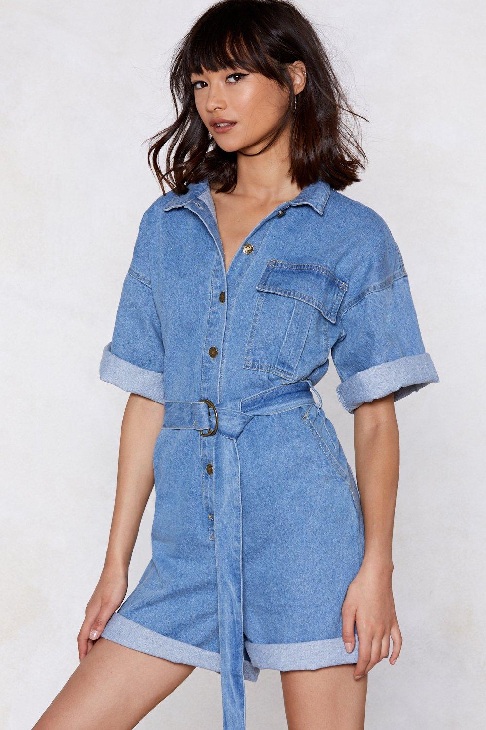 oversized denim playsuit