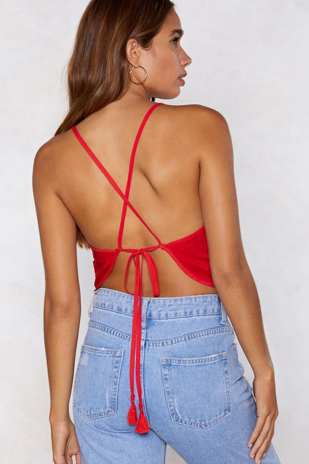Open Back Strappy Top with Tassel Detailing image number 1