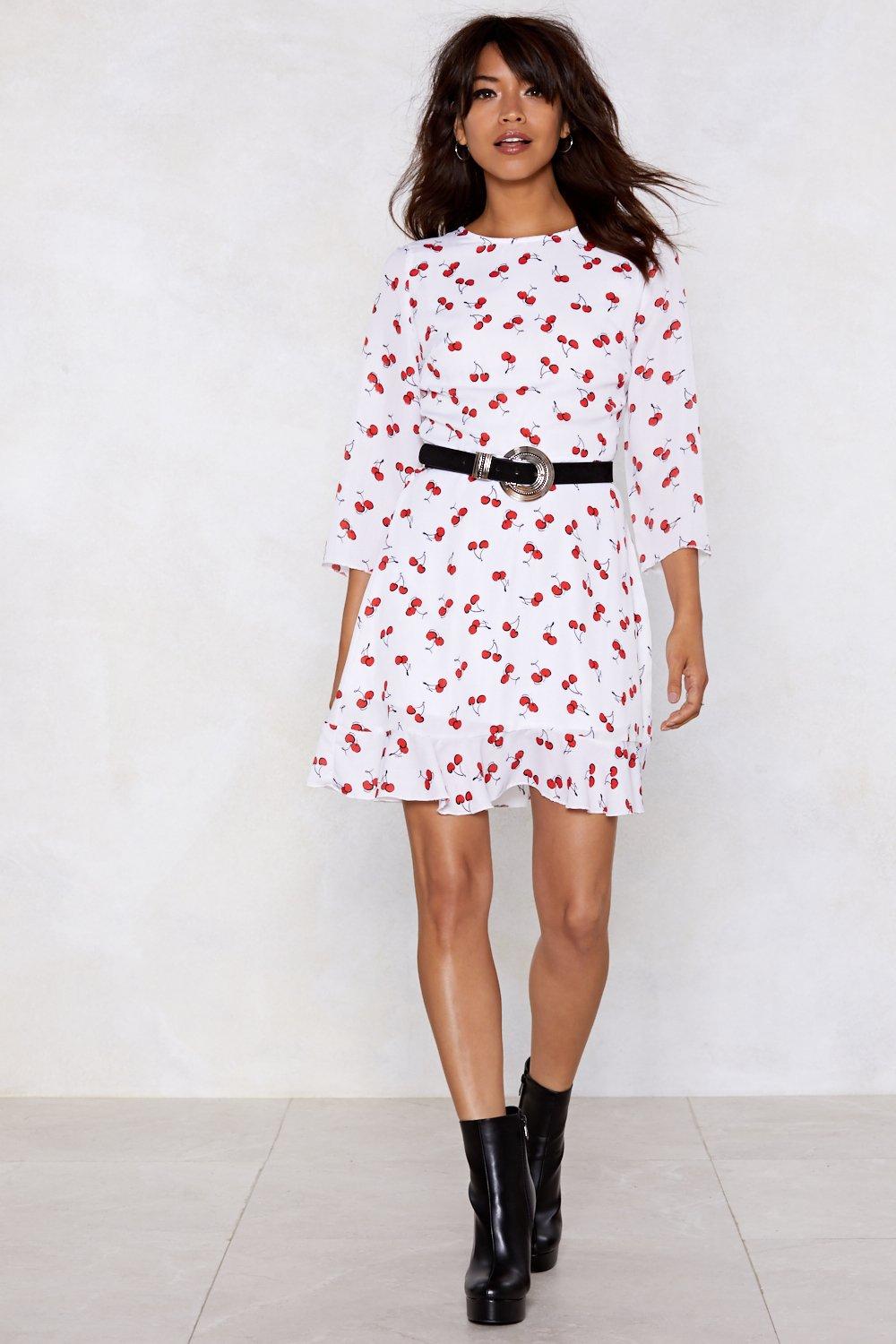 Cherry print tea clearance dress