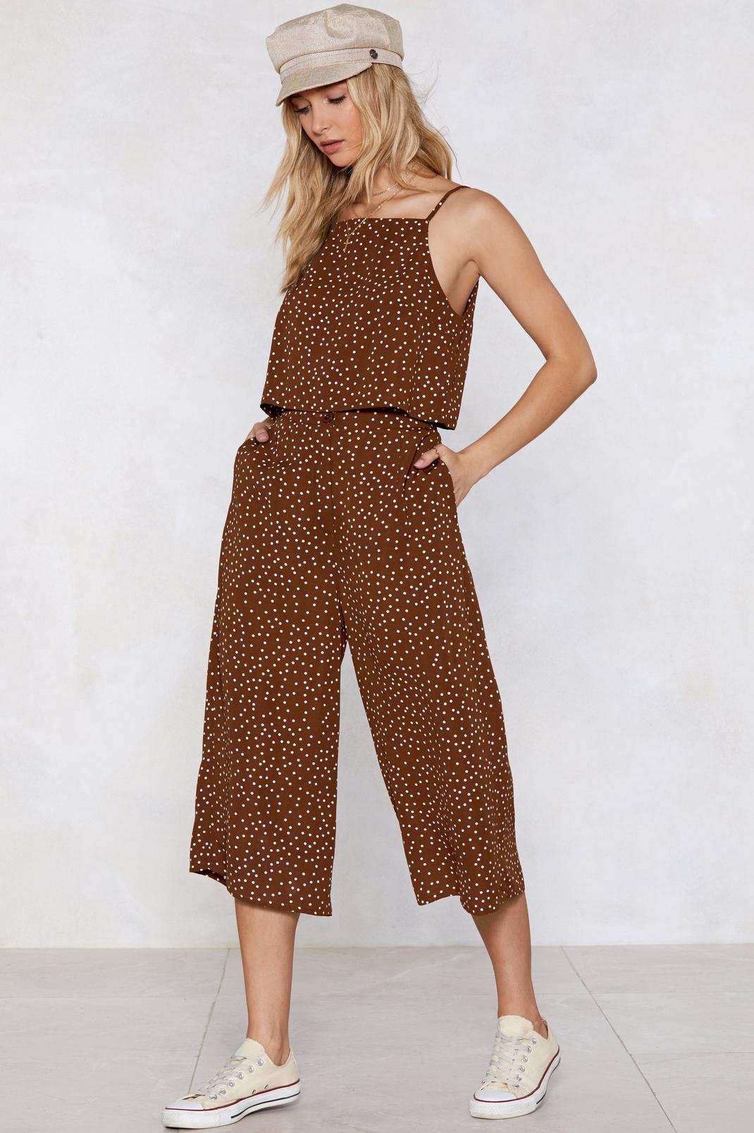 It's Dot Me Cropped Top and Culottes Set image number 1