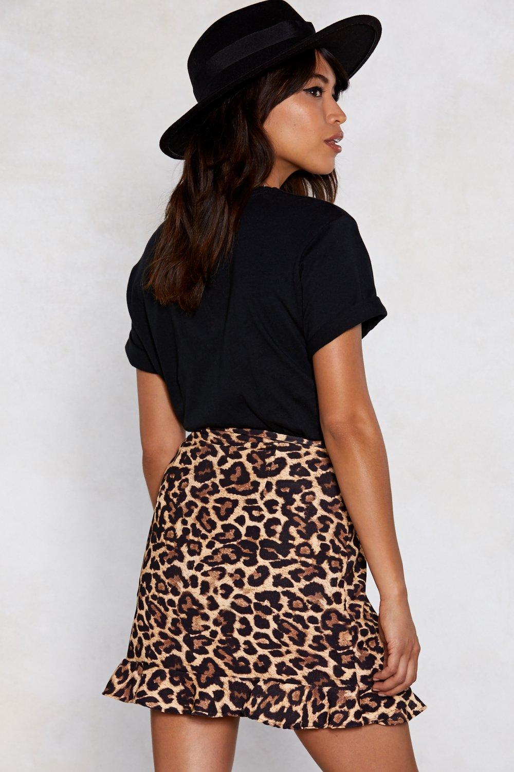 Leopard print wrap outlet skirt velcro closure