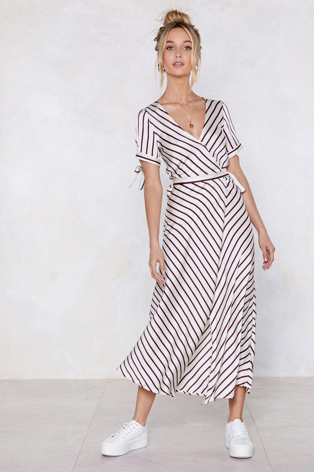 striped maxi dress with sleeves