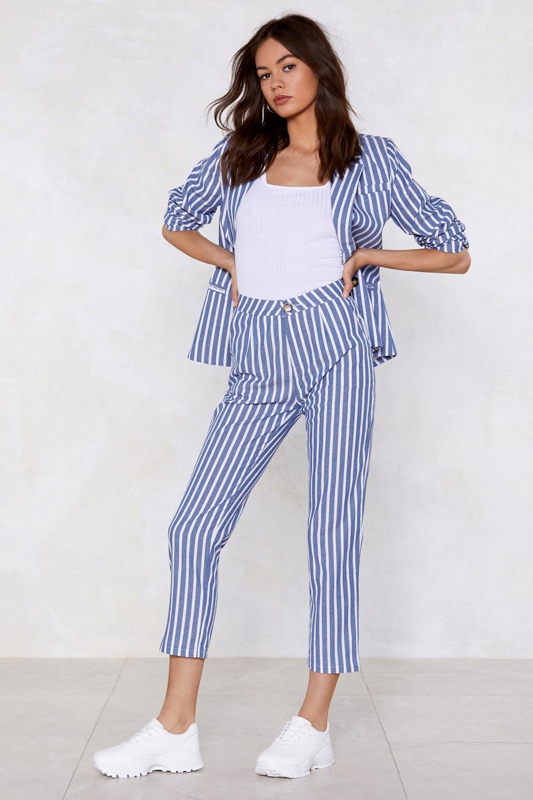 Grey And White Relaxed Stripe Trouser Millie