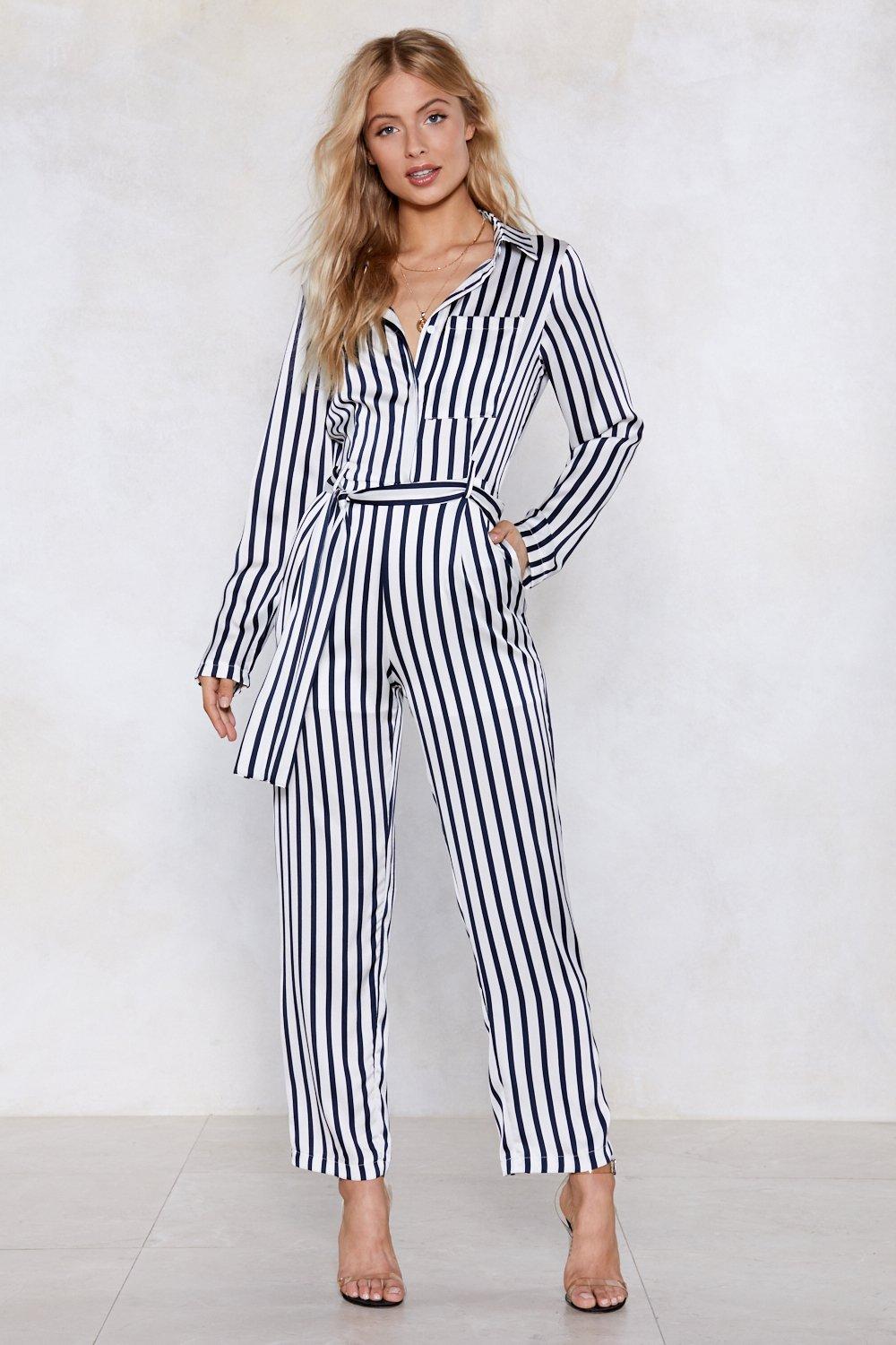 white striped jumpsuit