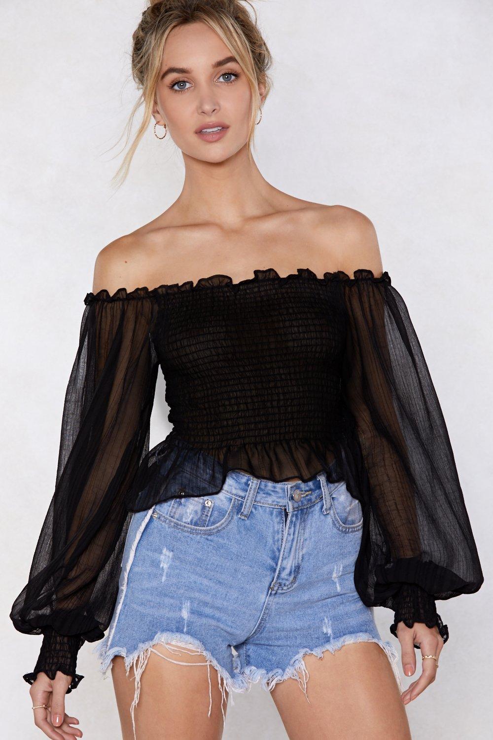 sheer off the shoulder top