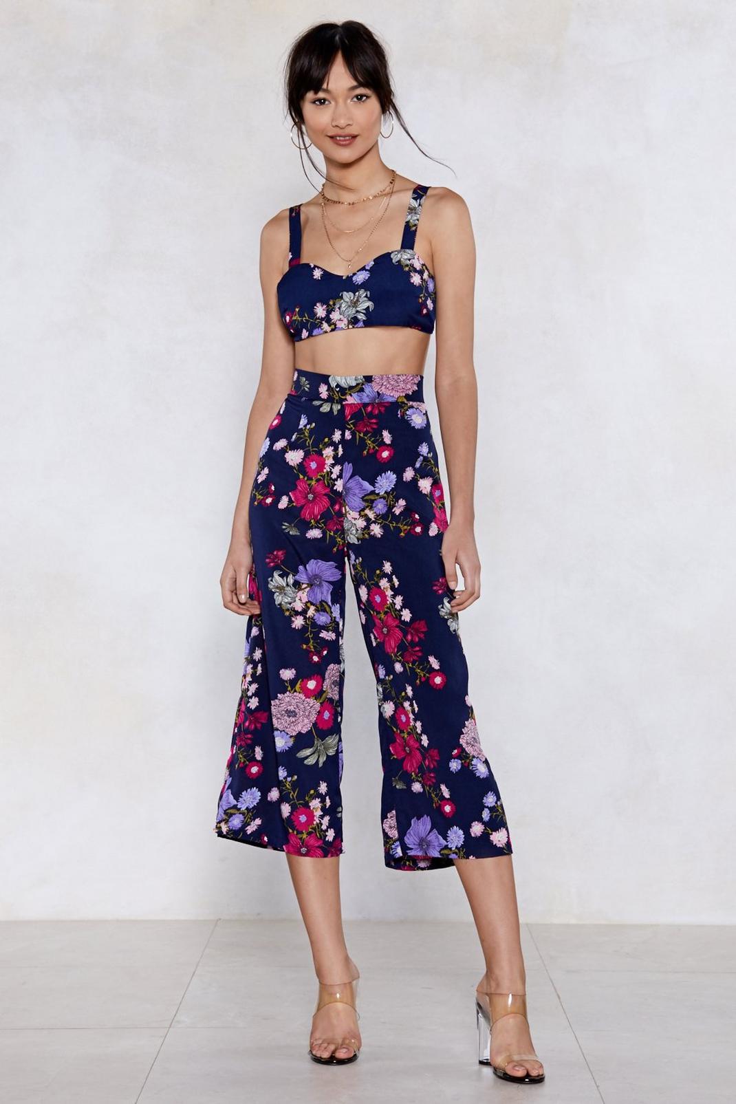 Grow For It Floral Crop Top and Pants Set image number 1