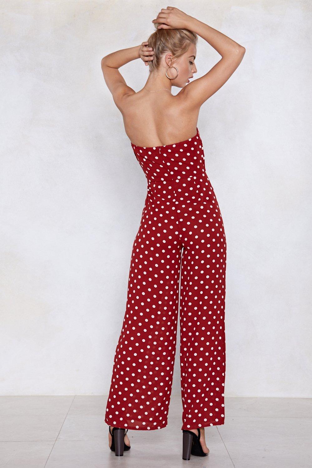 Strapless polka dot jumpsuit hotsell