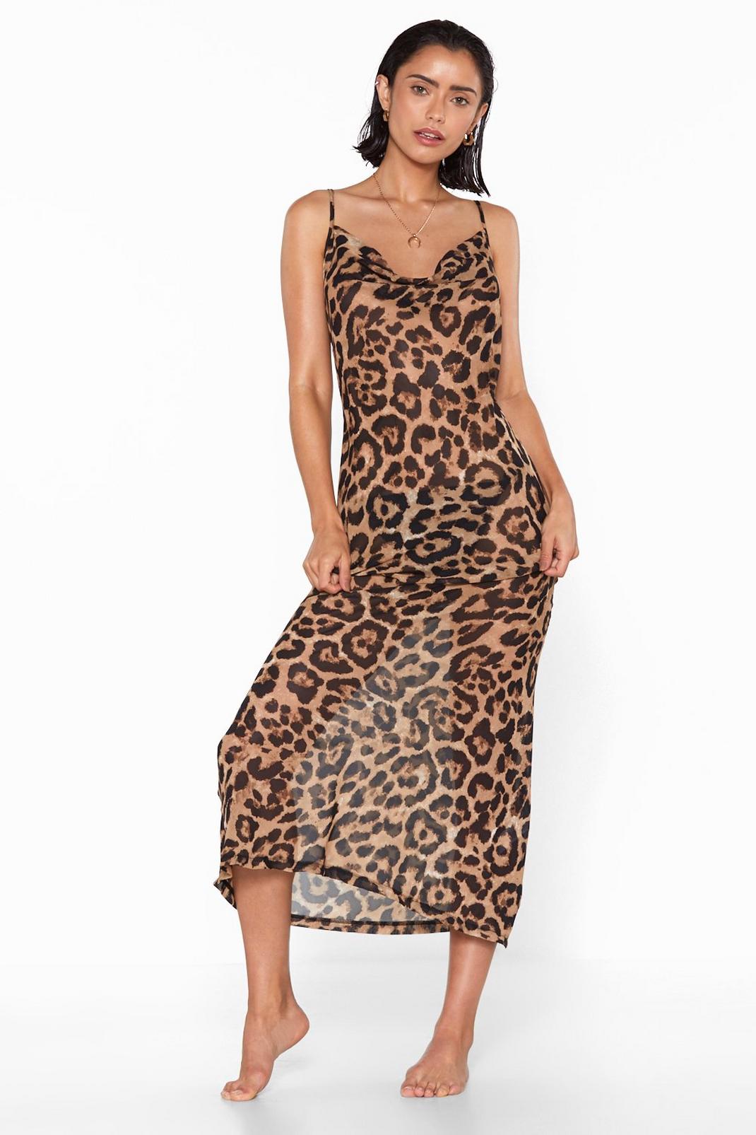 109 Leopard Cowl Neck Maxi Beach Dress image number 1