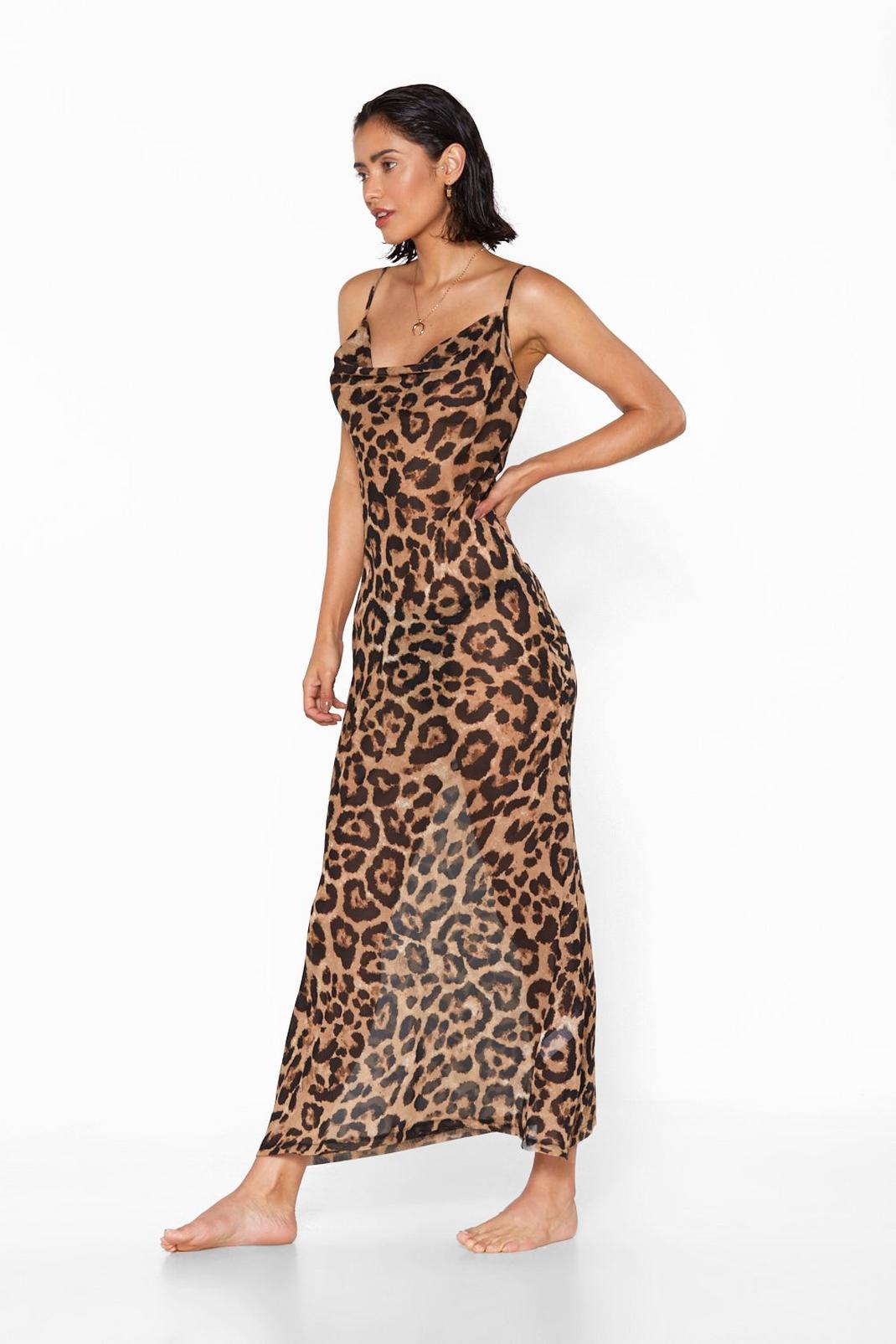109 Leopard Cowl Neck Maxi Beach Dress image number 2