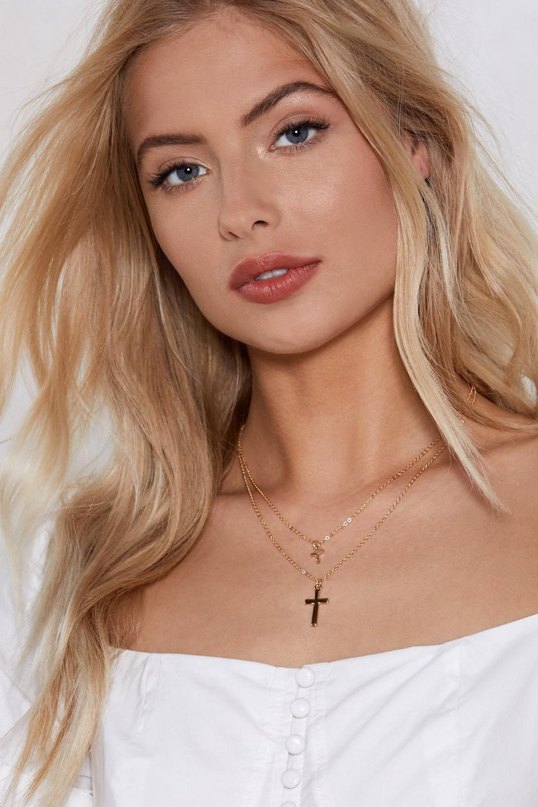 Go for the Double Cross Layered Necklace image number 1