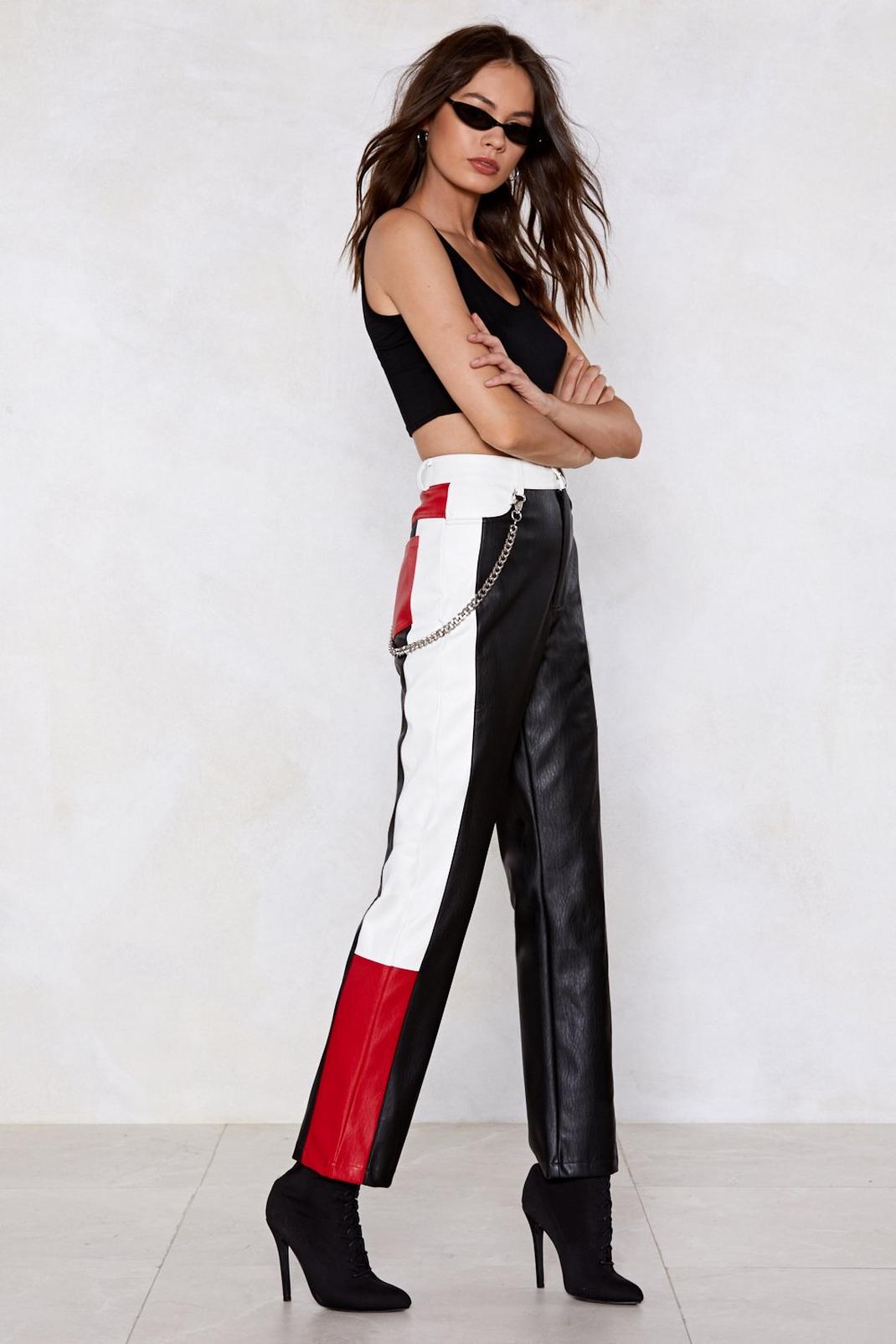 Block Off Faux Leather Pants image number 1