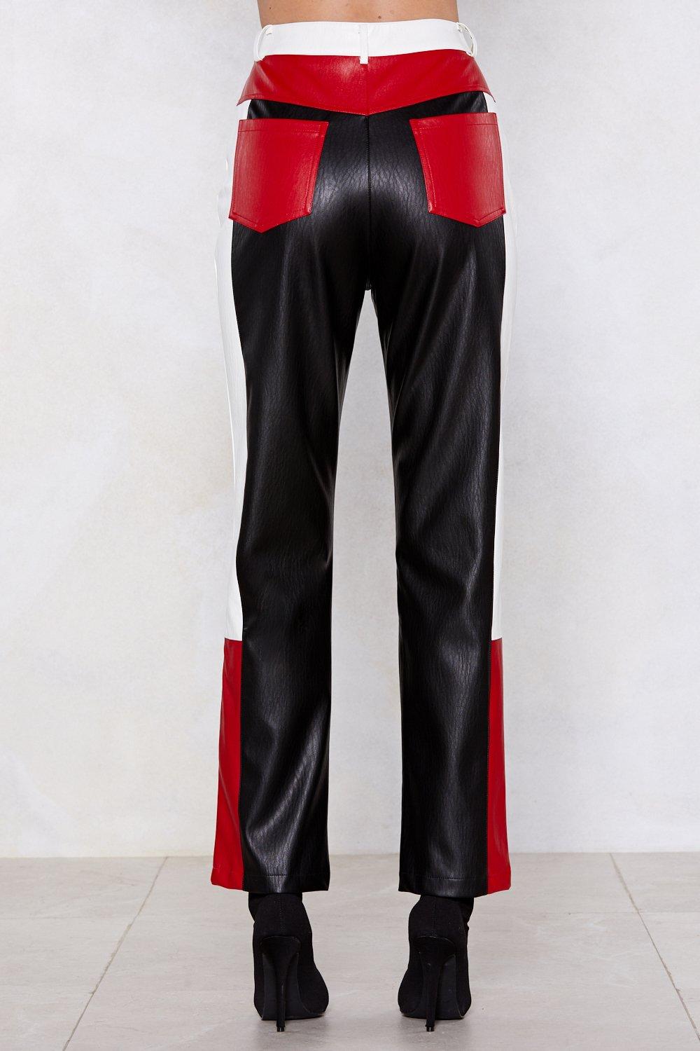 Block Off Faux Leather Pants Nasty Gal