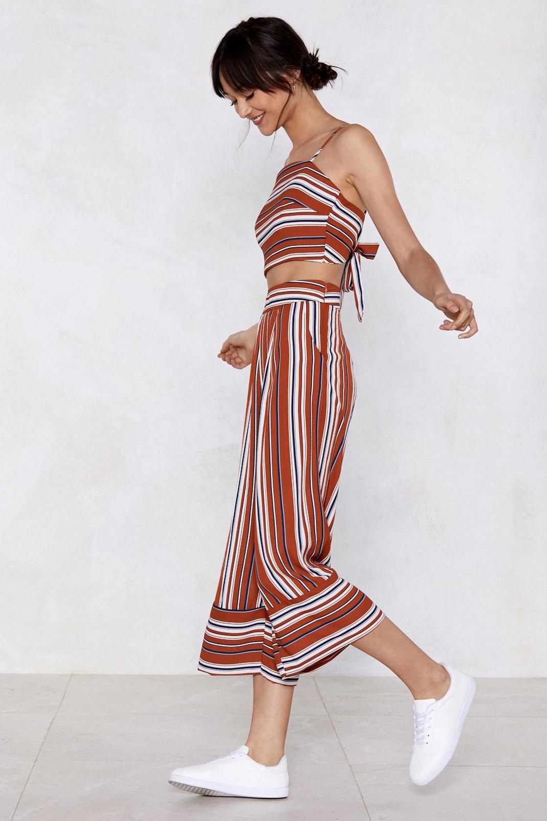 It's Your Line Crop Top and Culotte Pants Set image number 1