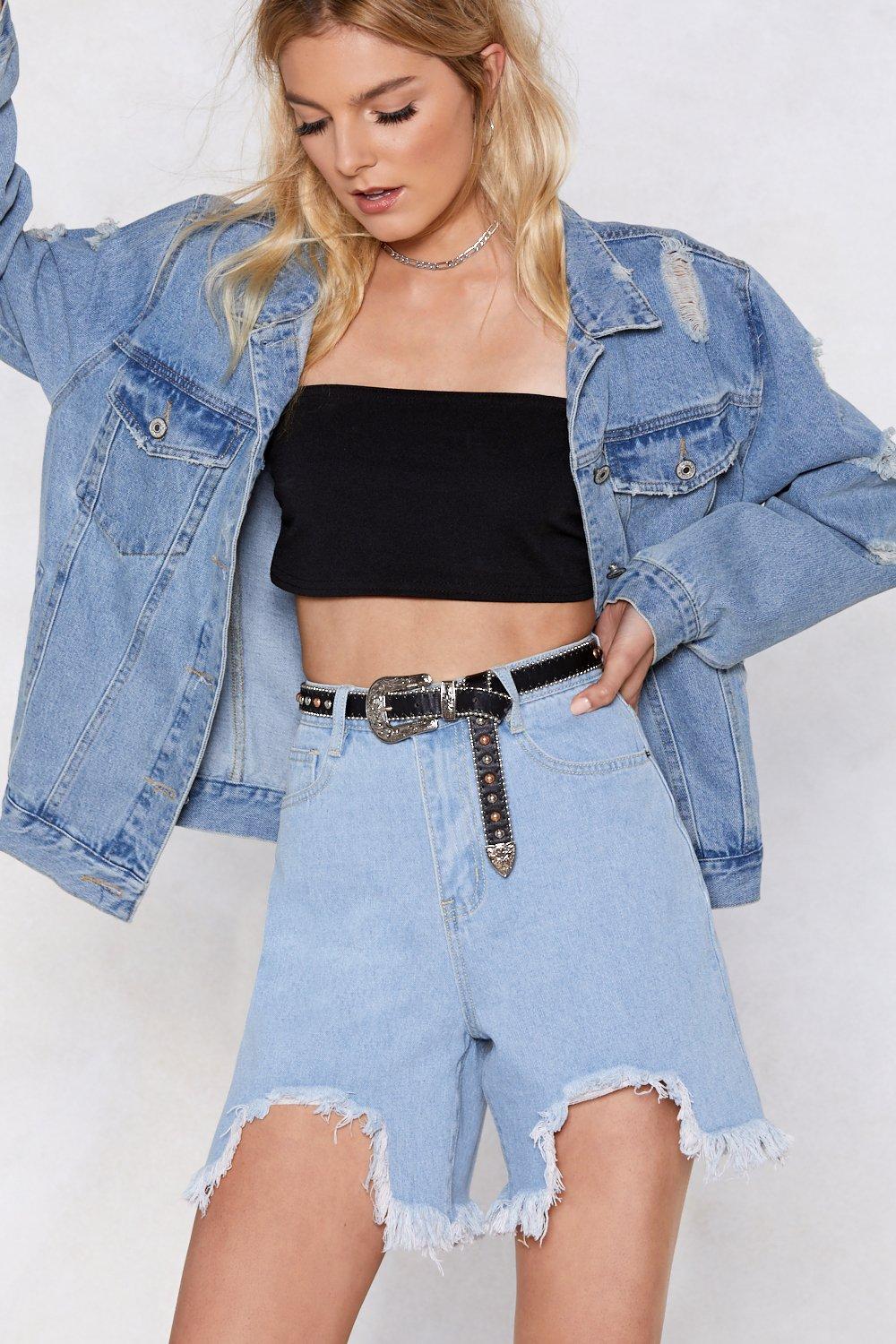 high waist denim short