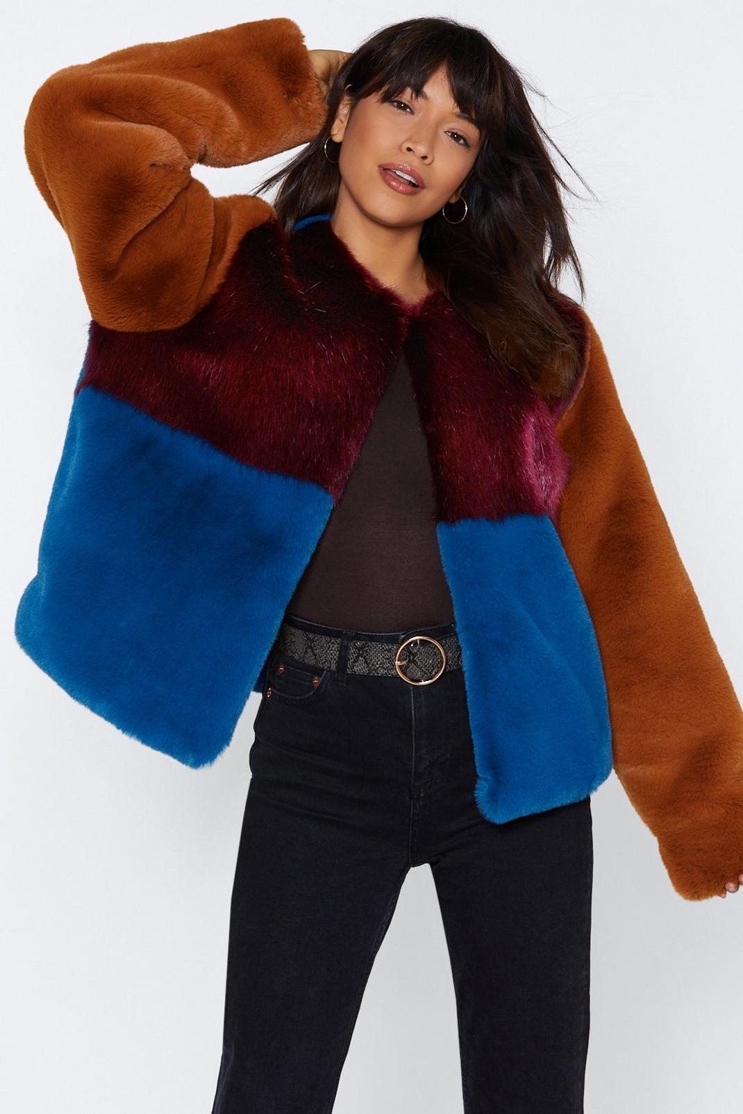 Going Through a Soft Patch Faux Fur Coat image number 1