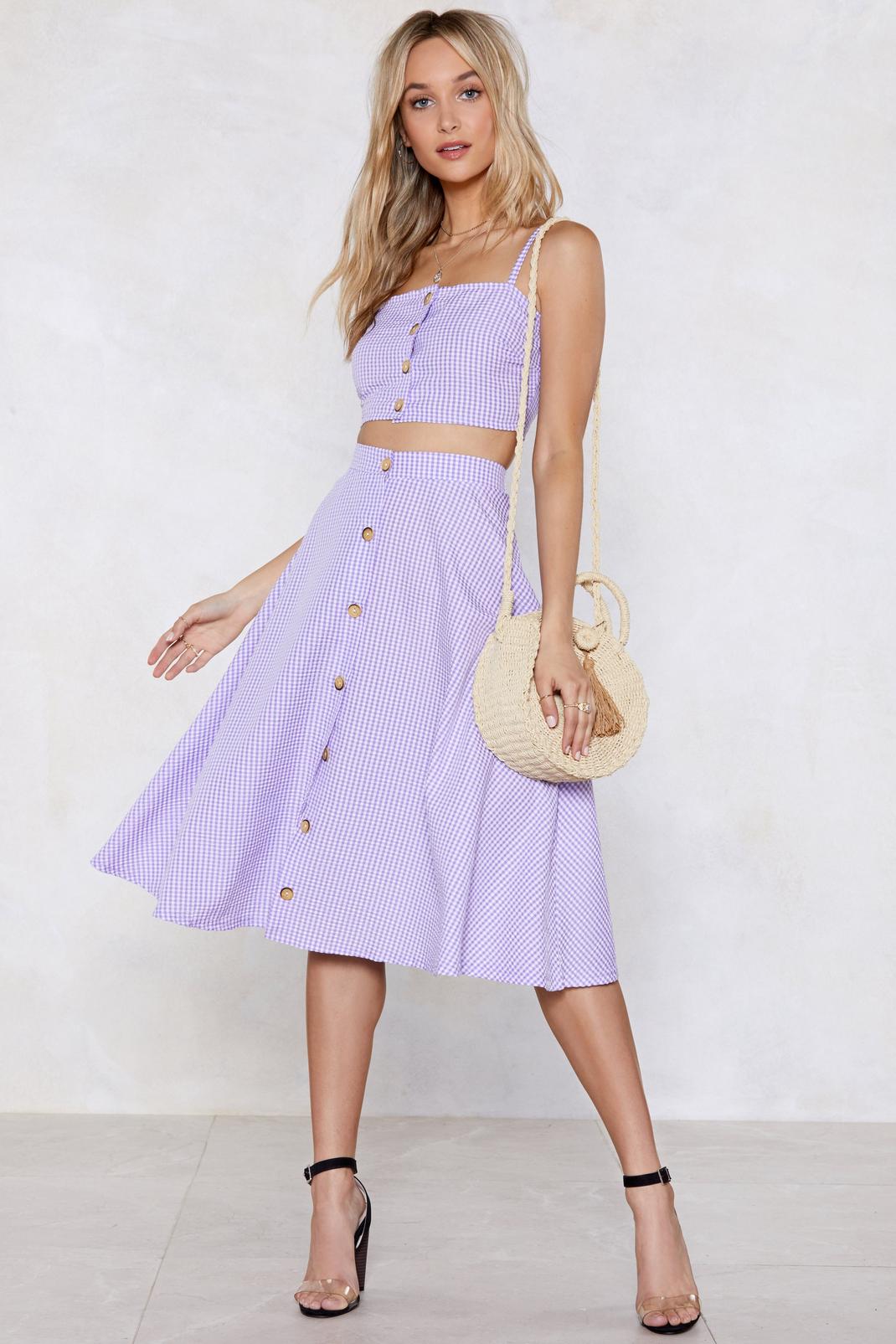Let's Settle This Gingham Crop Top and Skirt Set image number 1
