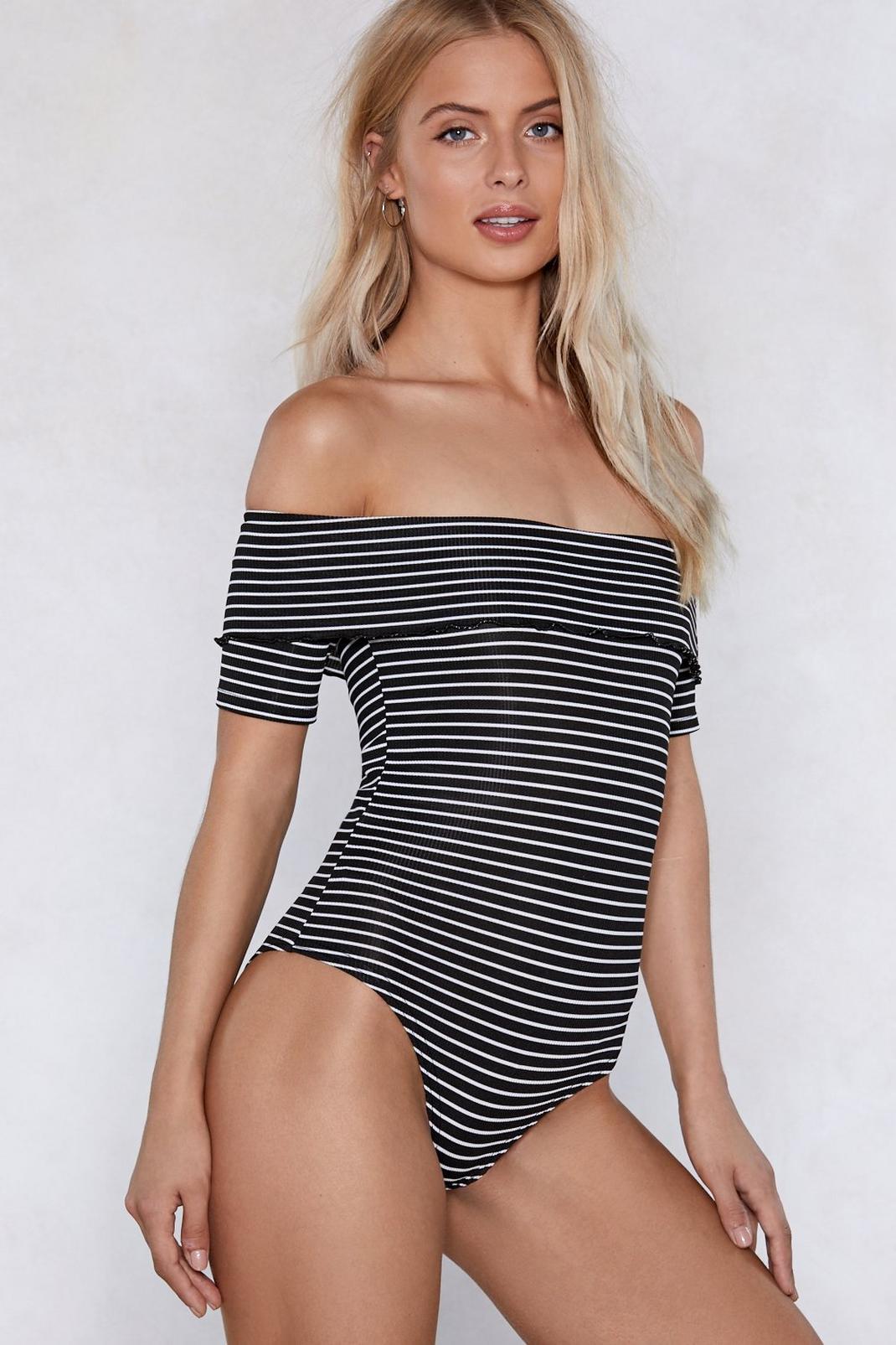 105 Play It Down Striped Bodysuit image number 1