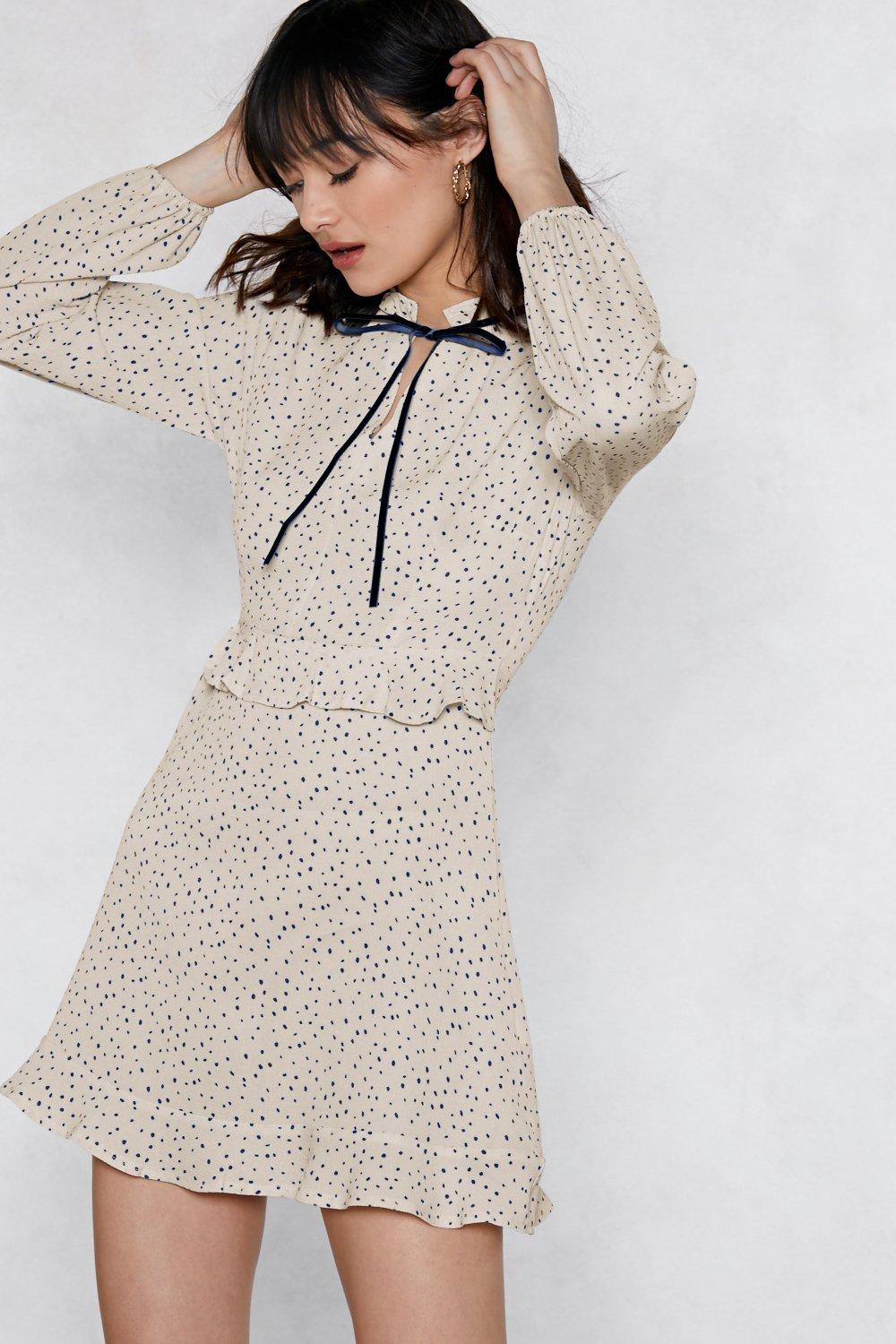 cream spot dress