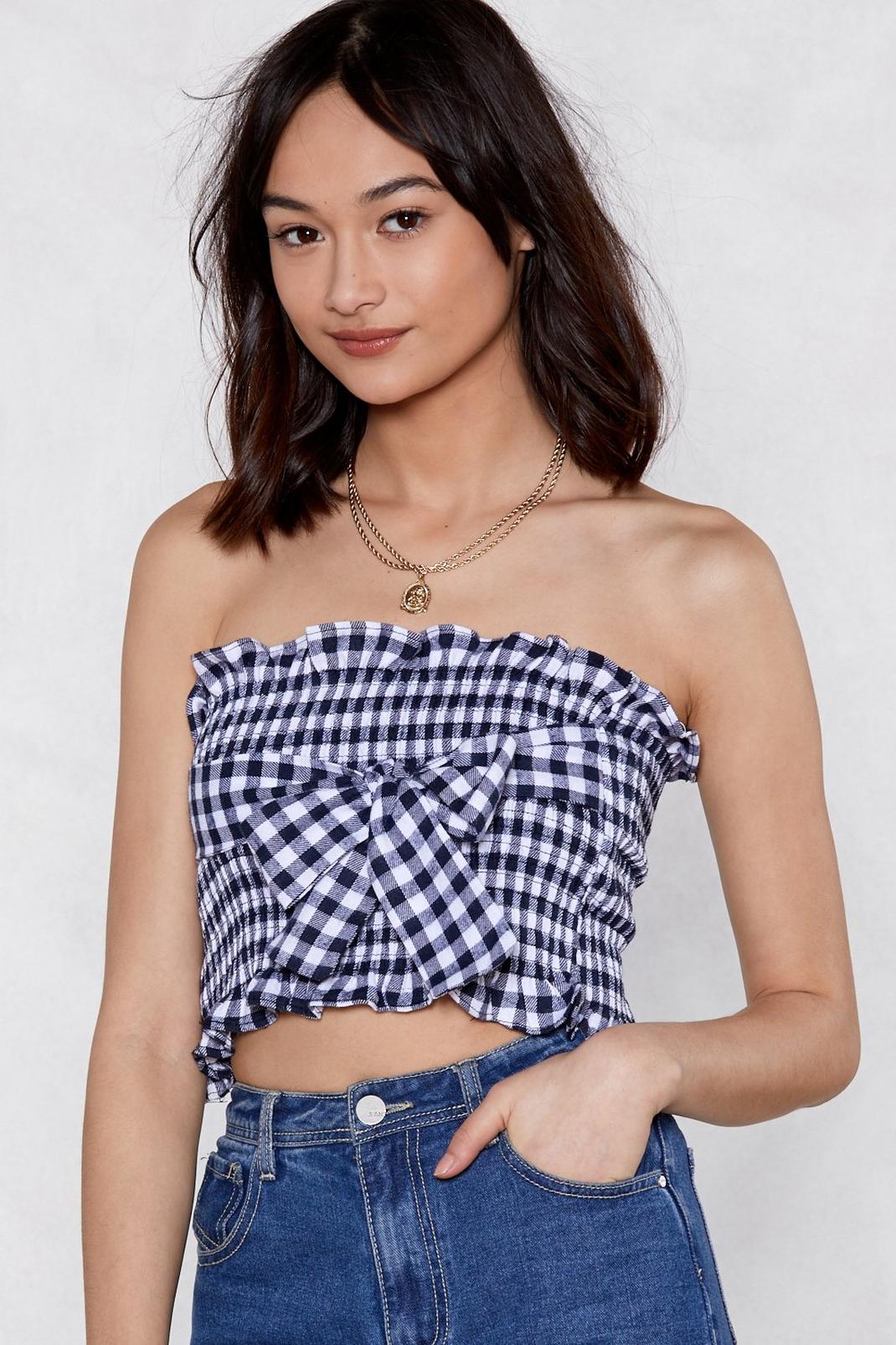 Shirred It From Us Gingham Bandeau Top image number 1