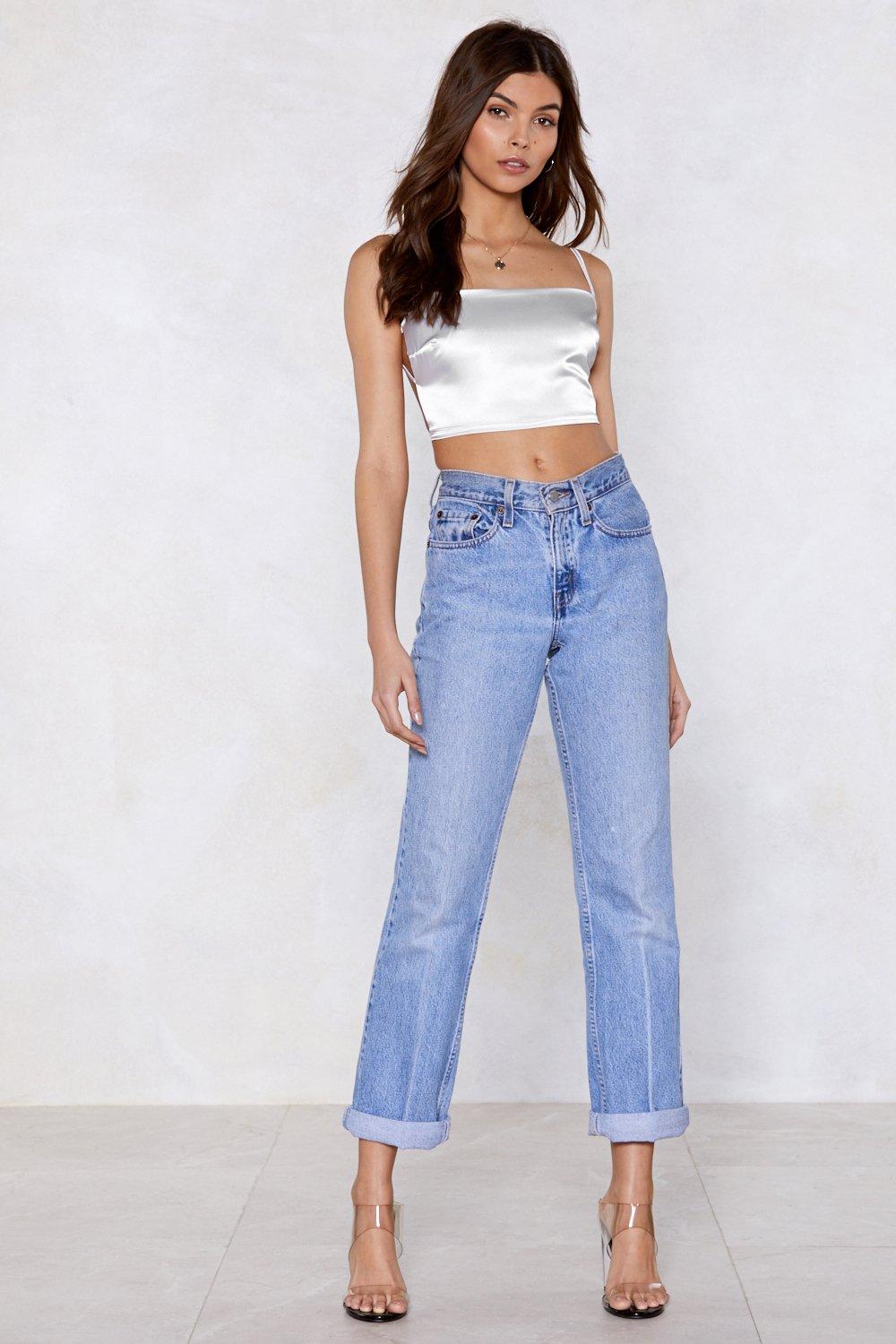 Strappy satin crop top