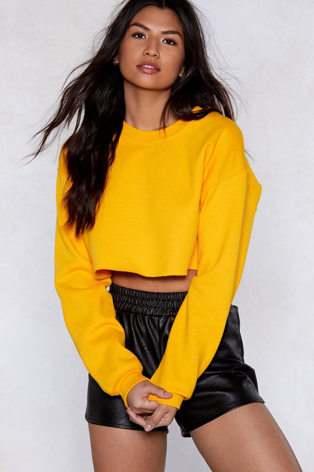 Gold Cropped Jersey Knit Sweater image number 1
