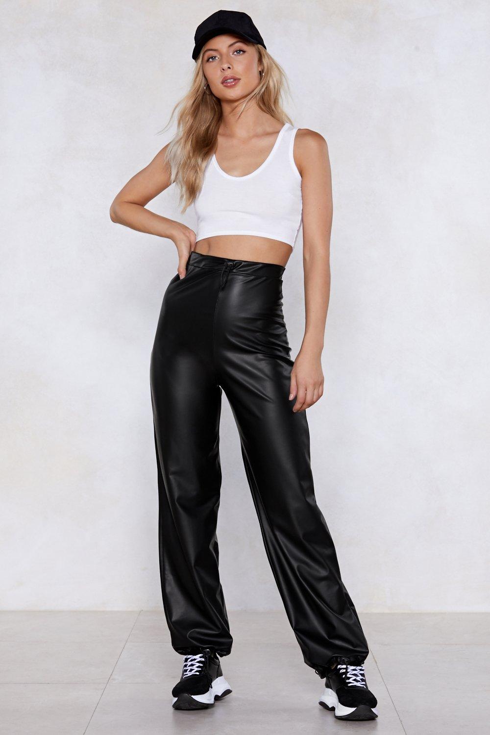 wide leg leather pants