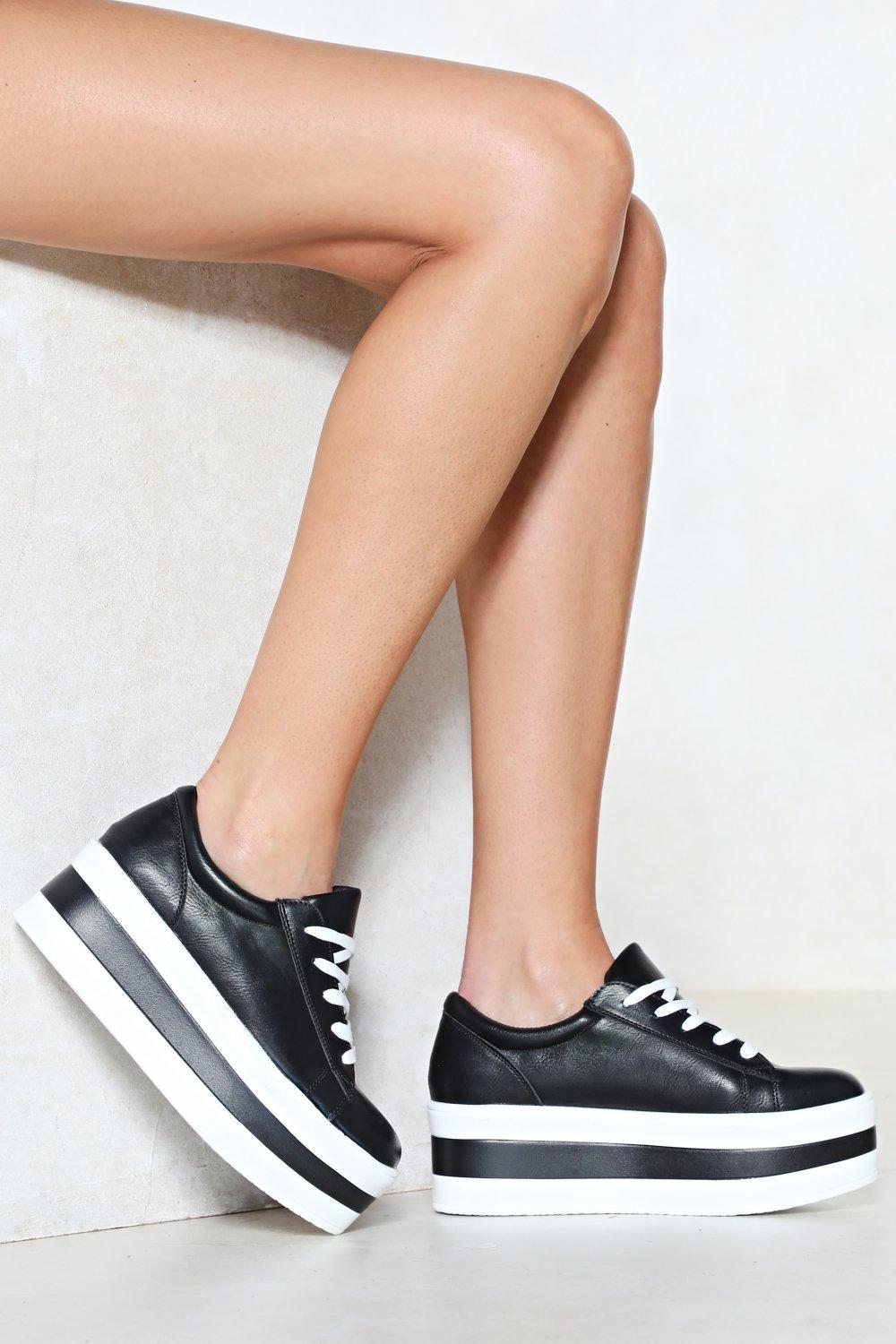 black and white striped platform sneakers