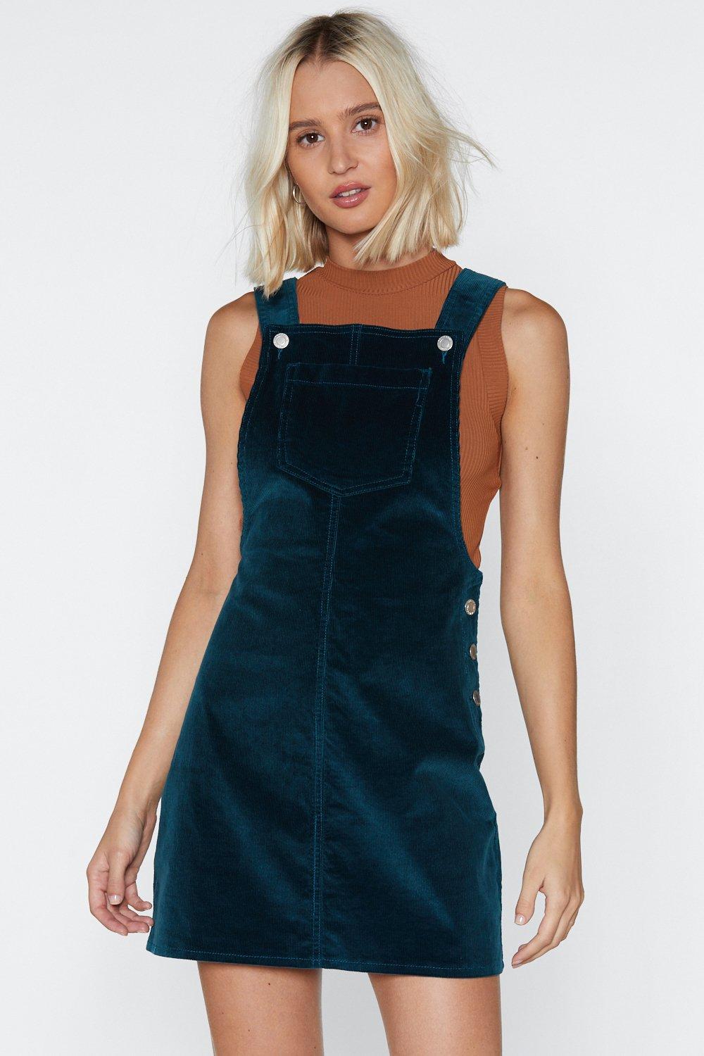 cord pinafore dress