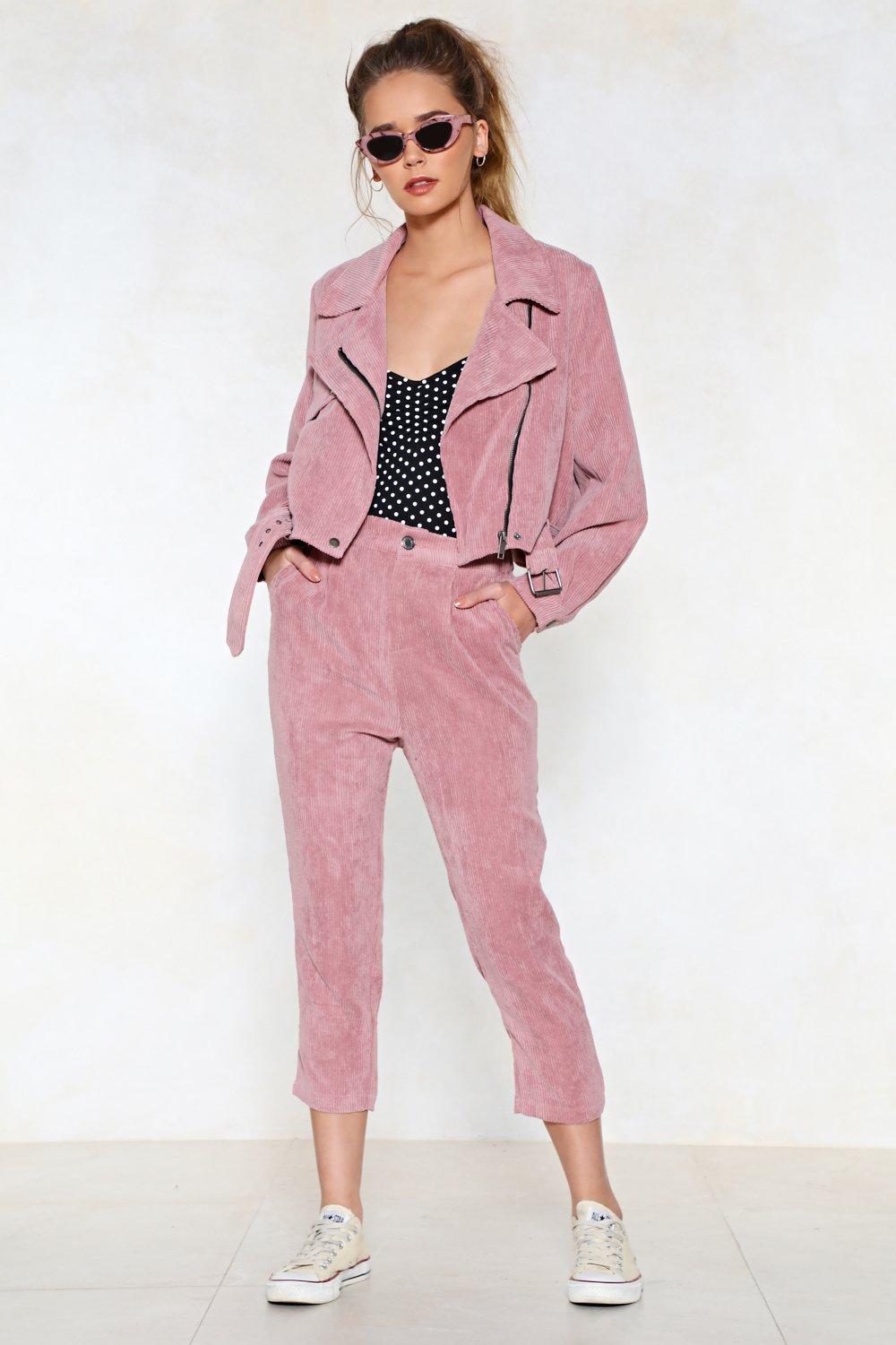 pink corduroy trousers