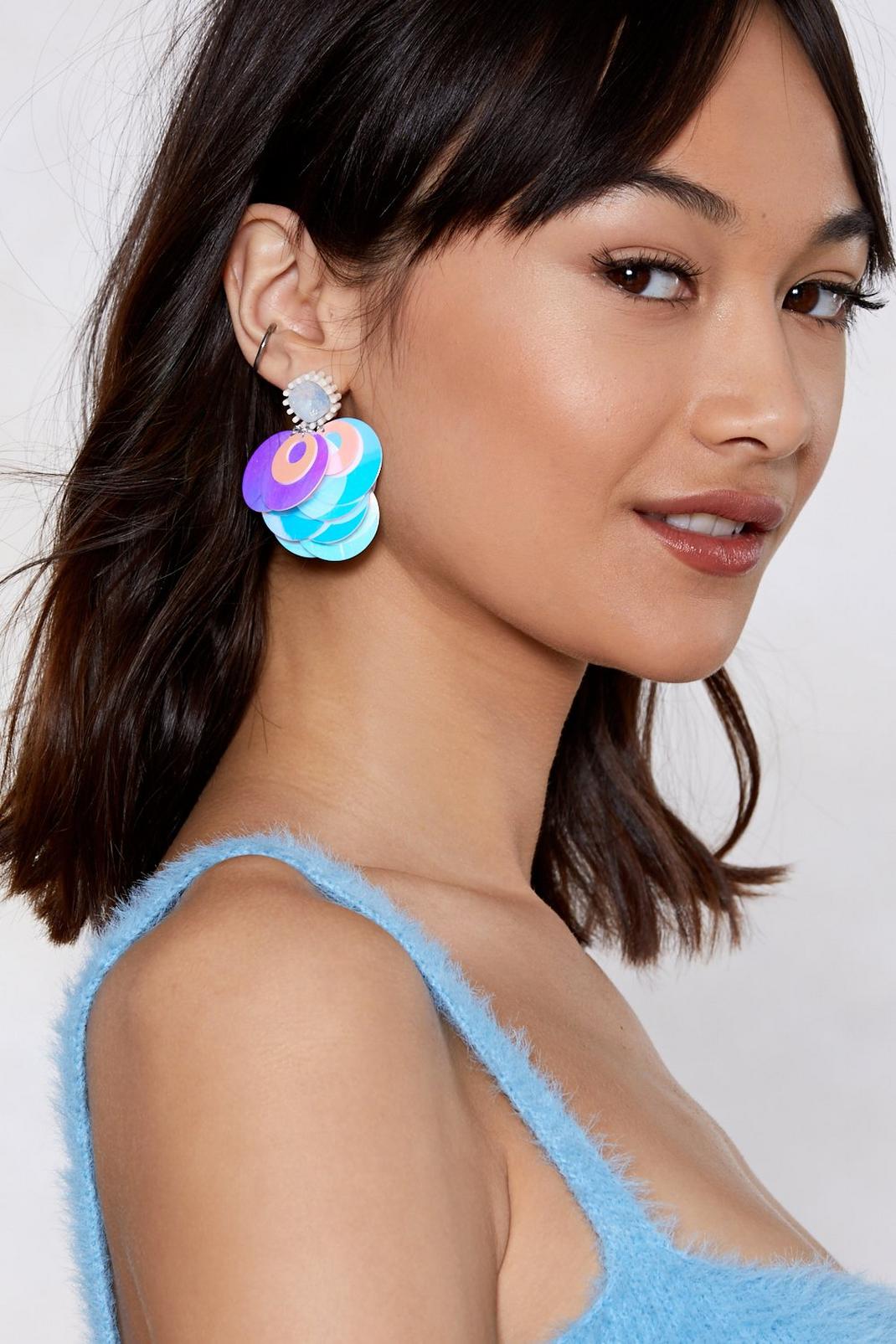 I Heard It Through the Grapevine Holographic Earrings, Blue image number 1