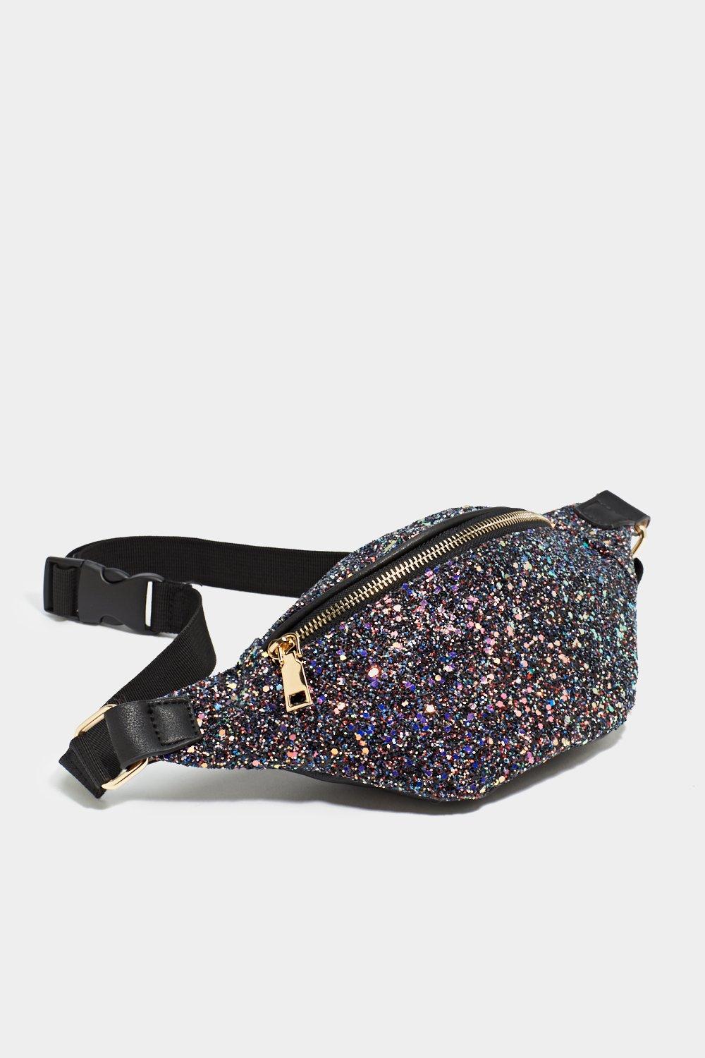 Plus Black Sequin Fanny Pack