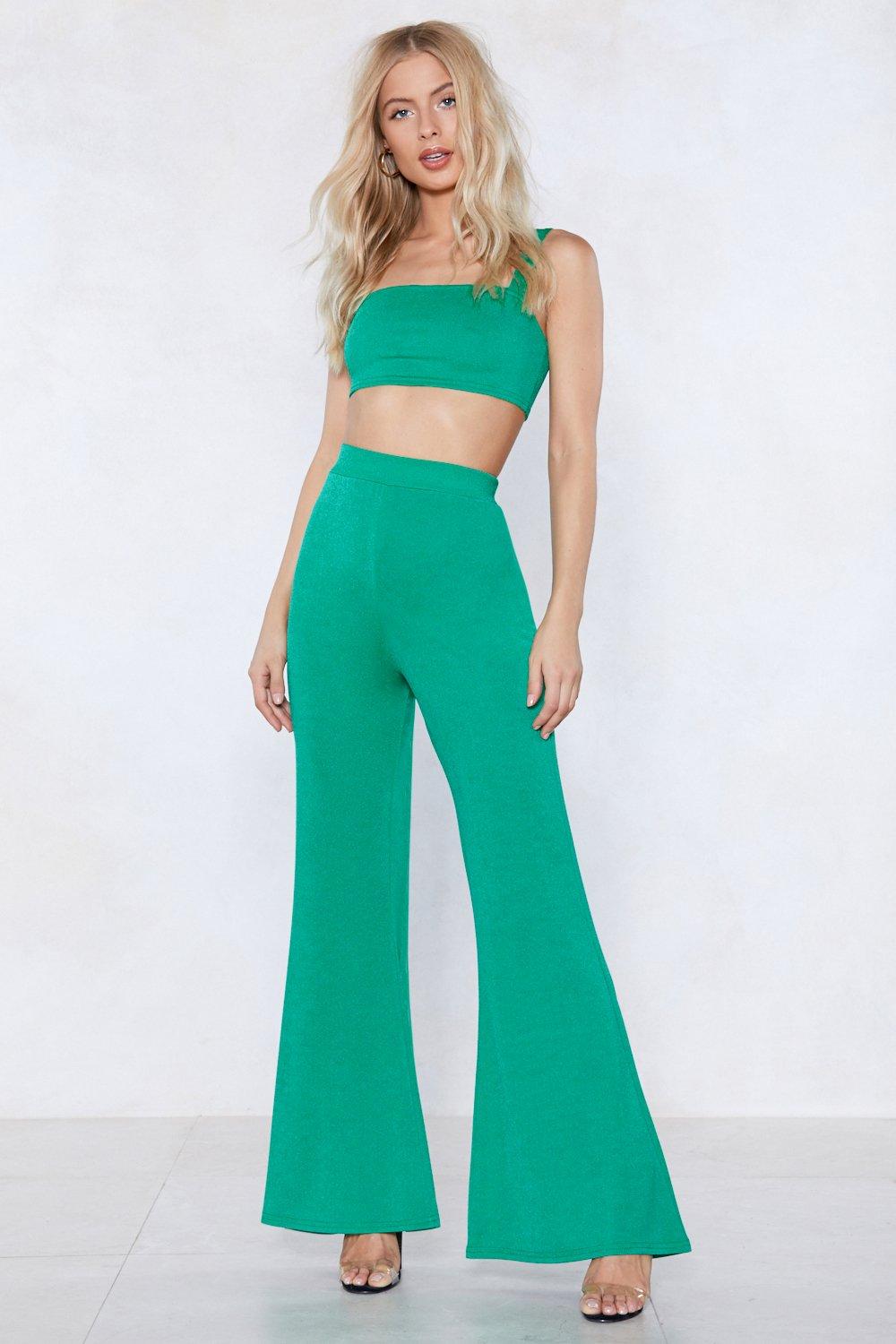 flare pants and crop top
