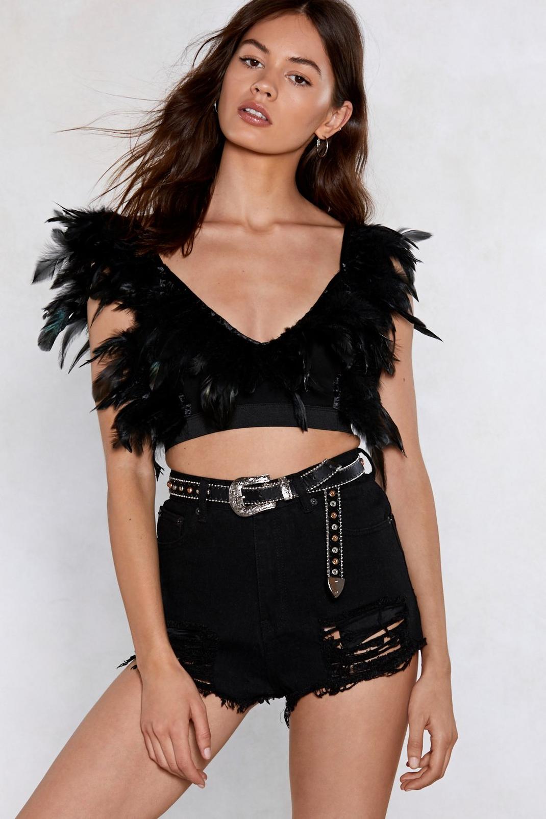 Night Bird Flying Feather Bra Top image number 1