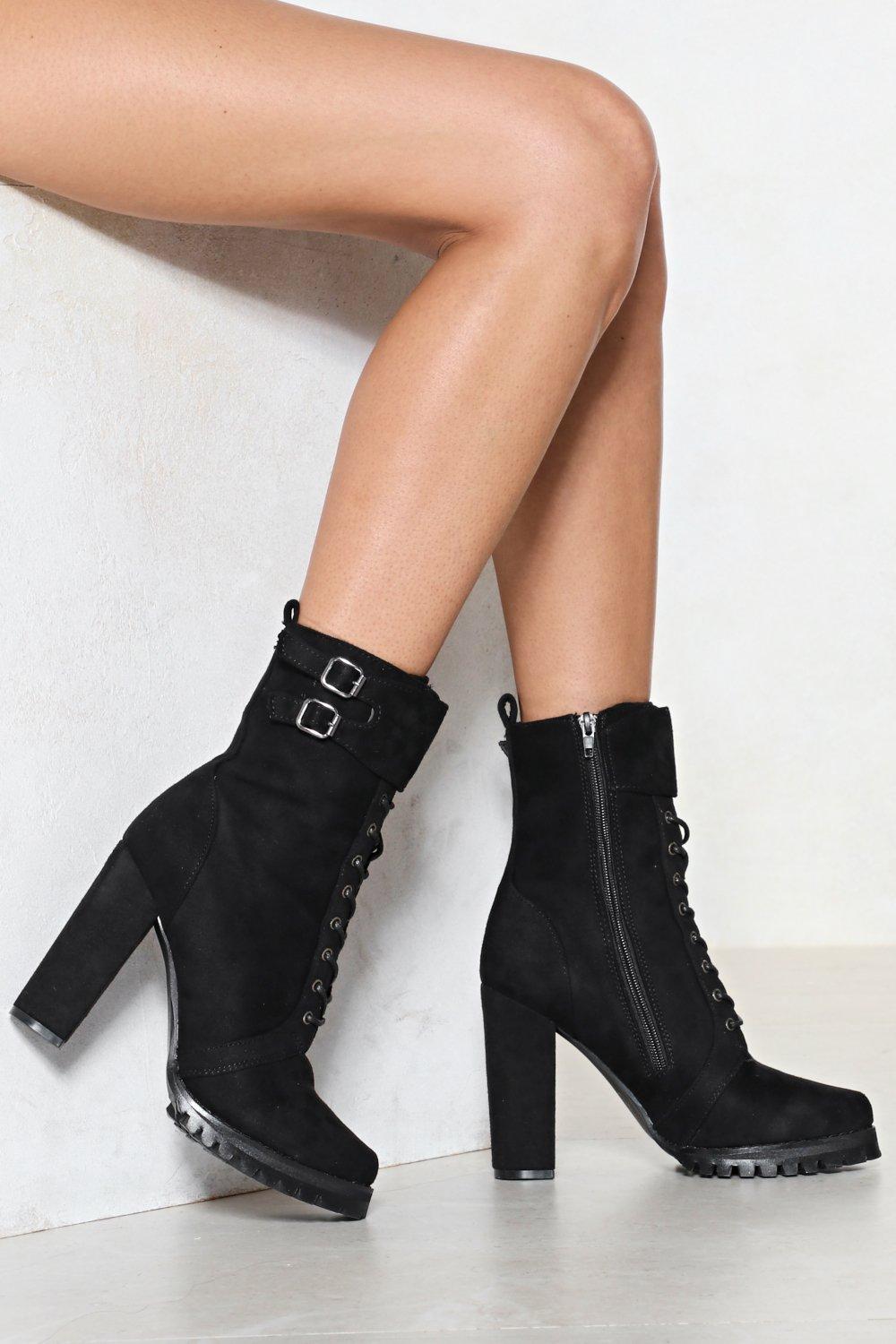 heeled walking boots