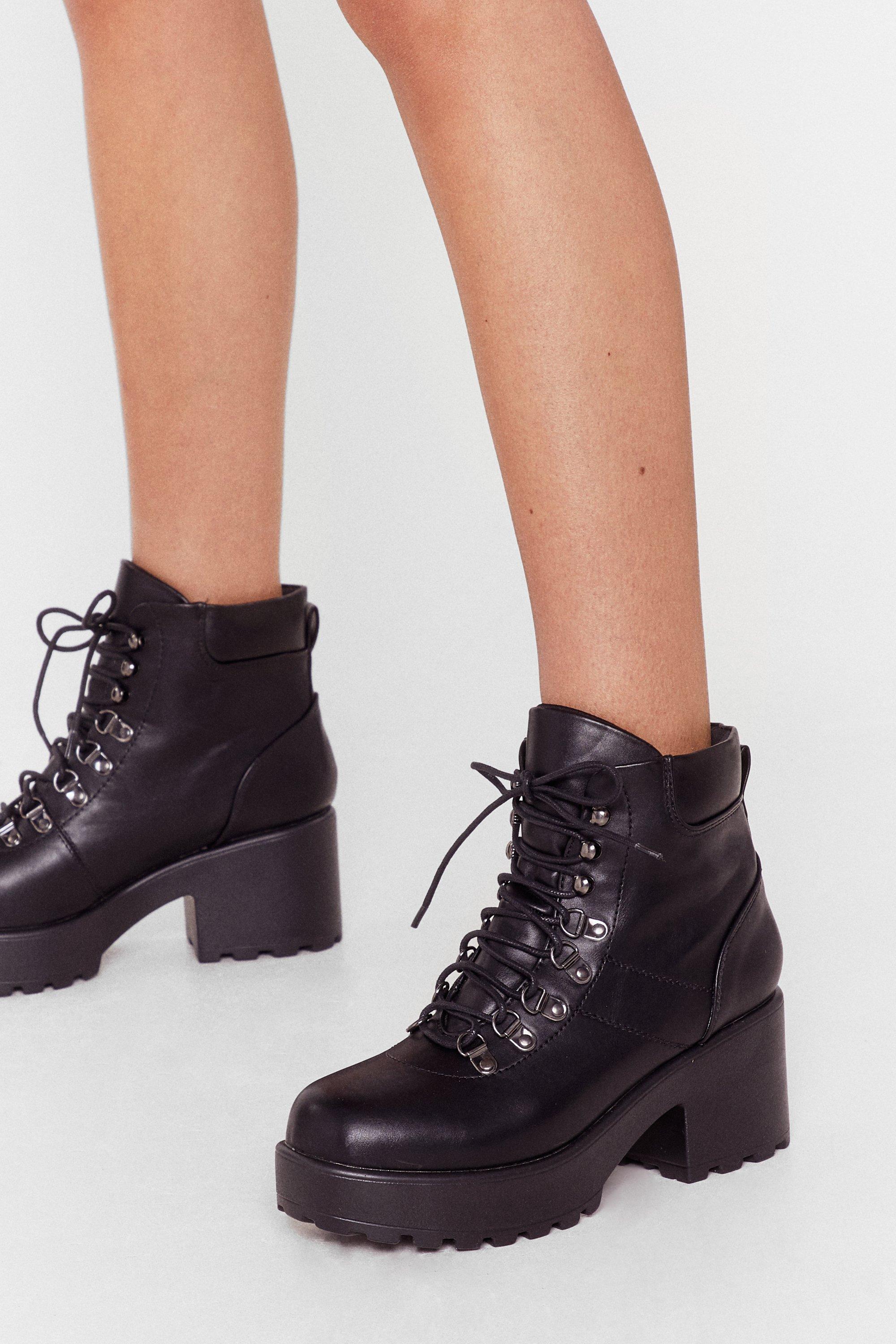 Details about   Women's Platform Lace Up Chunky High Heeled Clubwear Ankle Combat Boots Shoes 