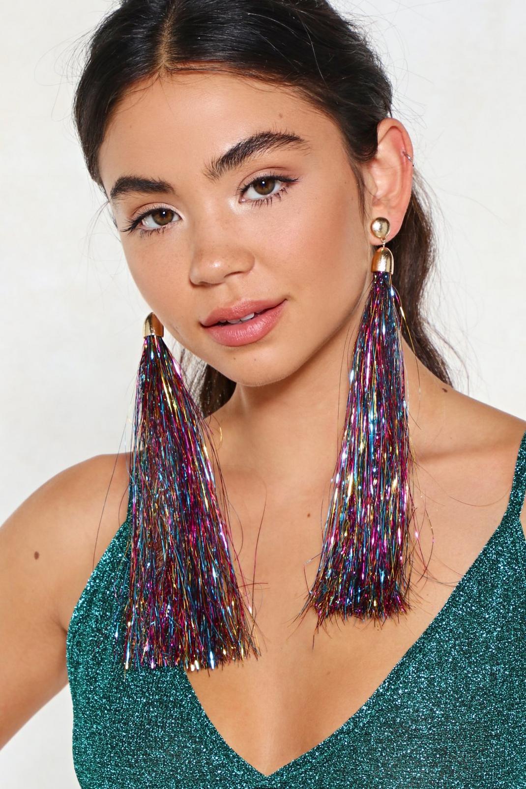Havin' a Party Tinsel Earrings image number 1