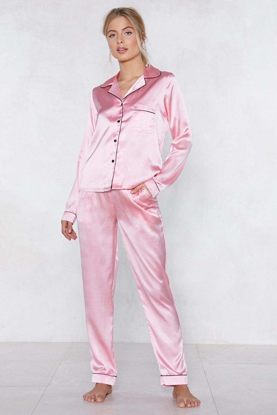 Pink Sleep It Off Pajama Top and Pants Set image number 1