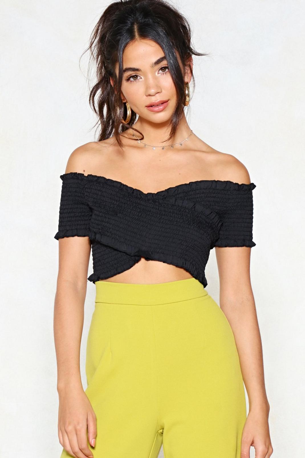 Shirred It Here First Off-the-Shoulder Top image number 1