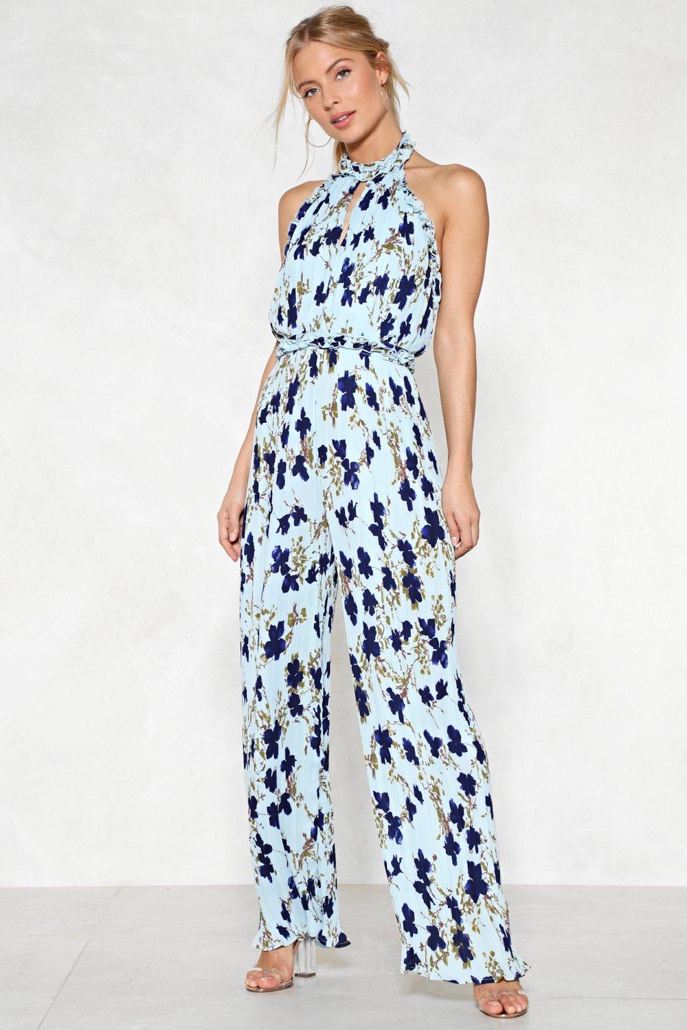 floral halter jumpsuit