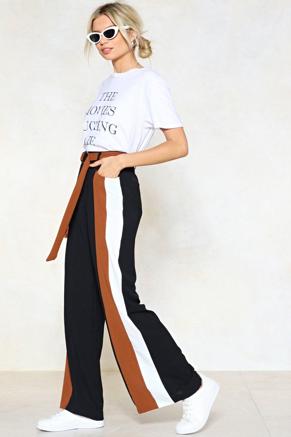 wide leg pants with stripes