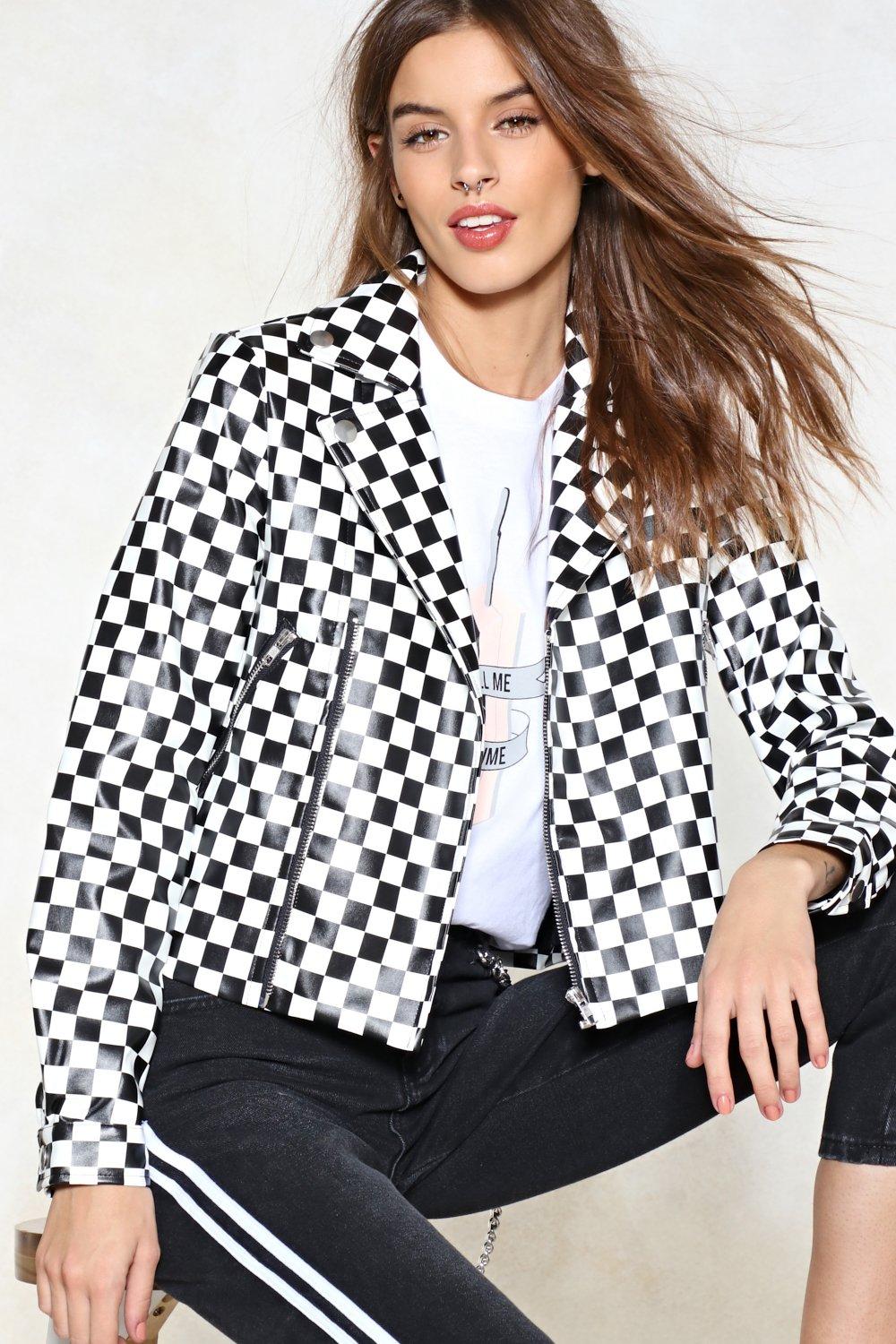 black and white checkerboard jacket