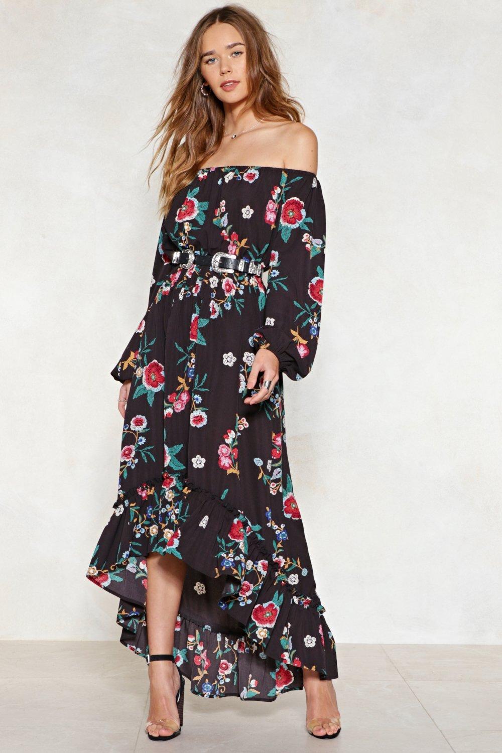 nasty gal off the shoulder dress