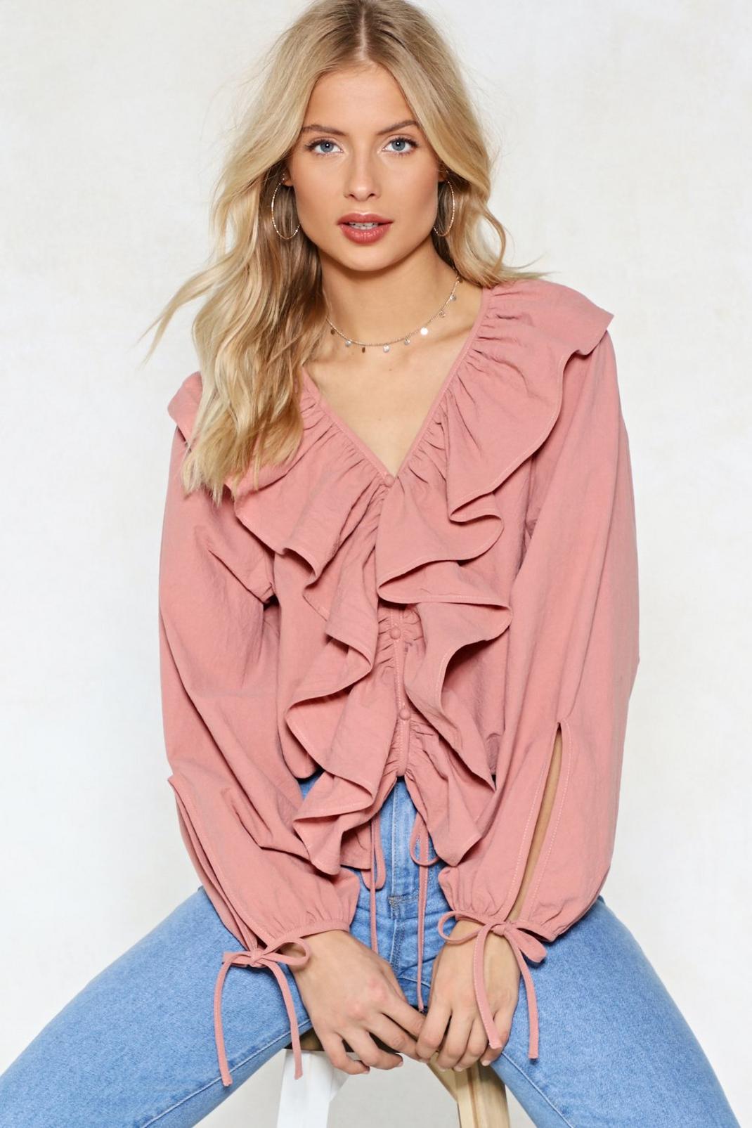 Pink Positive Ruffle Top image number 1