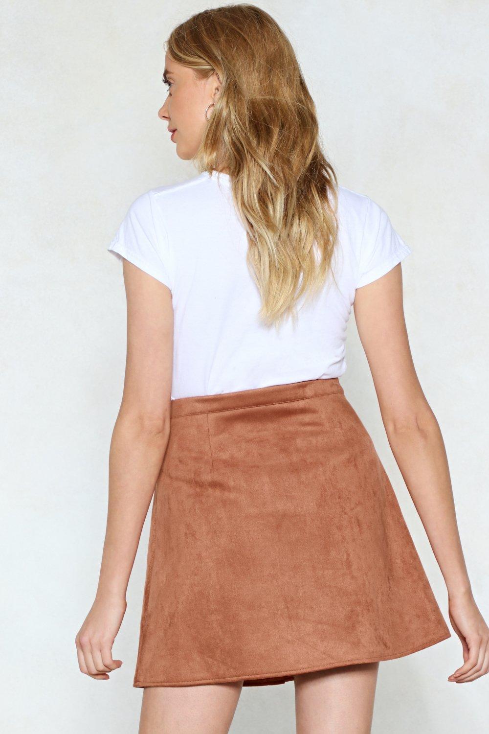 Drop Me A Line Faux Suede Skirt