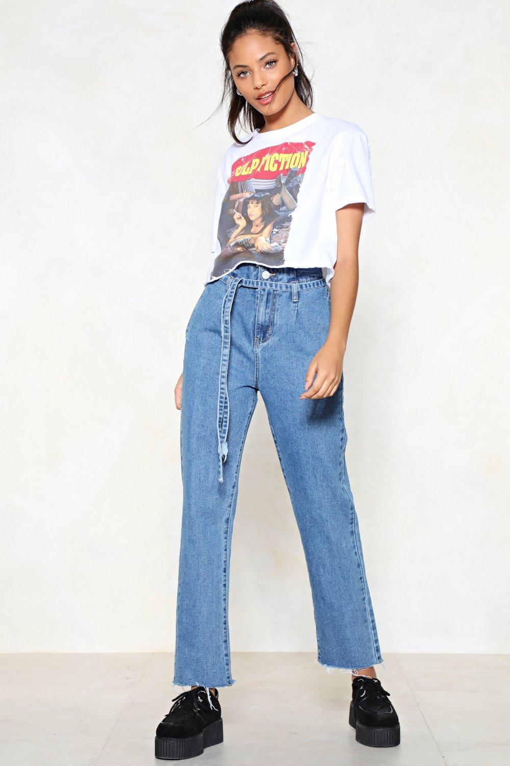 paperbag denim trousers